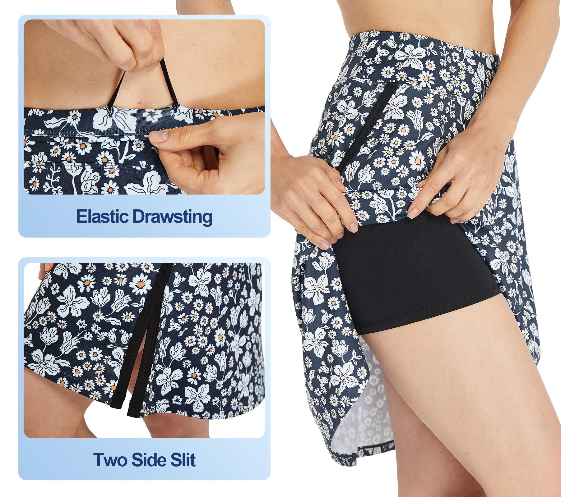 Activewear Falda Pantalón para Mujer Cintura Alta Faldas Deportiva con Pantalón Verano Falda de Golf Skort Tenis con Bolsillos B-Copihue M