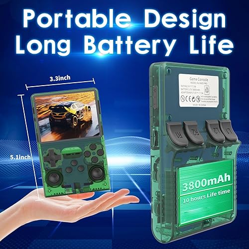 Miniatura 6 de R40S Pro - Consola de juegos portátil, 30000 juegos HD, mini consola de juegos retro, pantalla IPS de 3.5 pulgadas, 45 emuladores integrados,