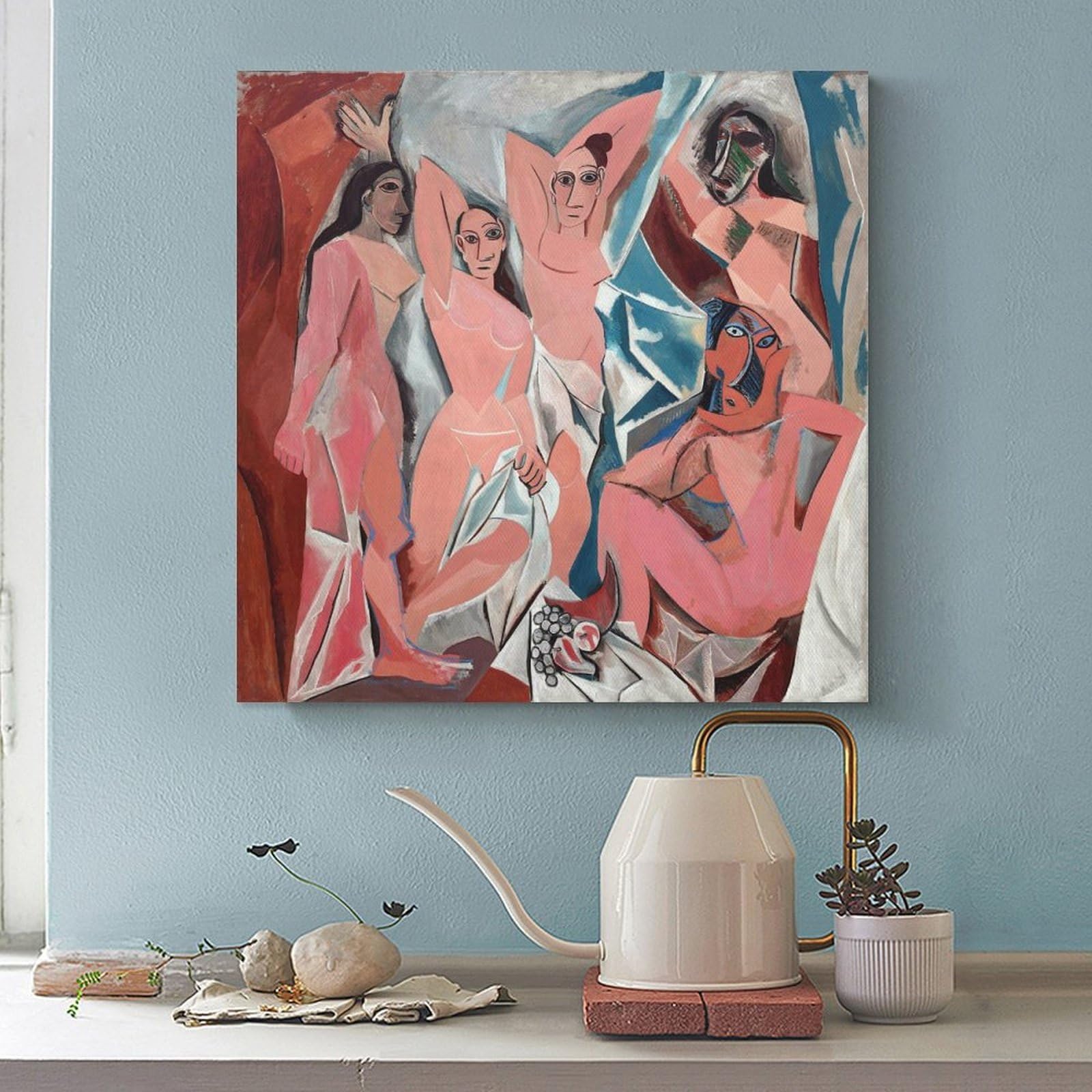 WCYB Póster de Pablo Picasso de Las Jóvenes Damas de Aviñón El burdel de Aviñón, impresiones en lienzo, pinturas decorativas para pared, sin marco, 61 cm de largo x 61 cm de ancho
