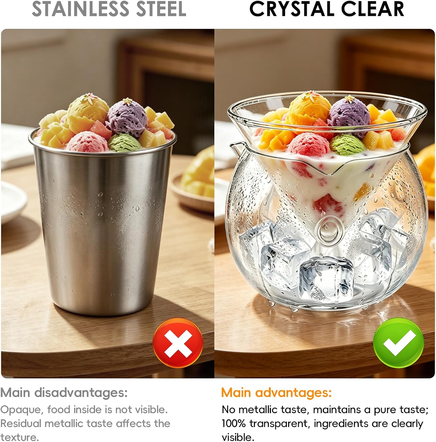 Crystal Clear 12.5oz Chilled Glass Serving Bowl