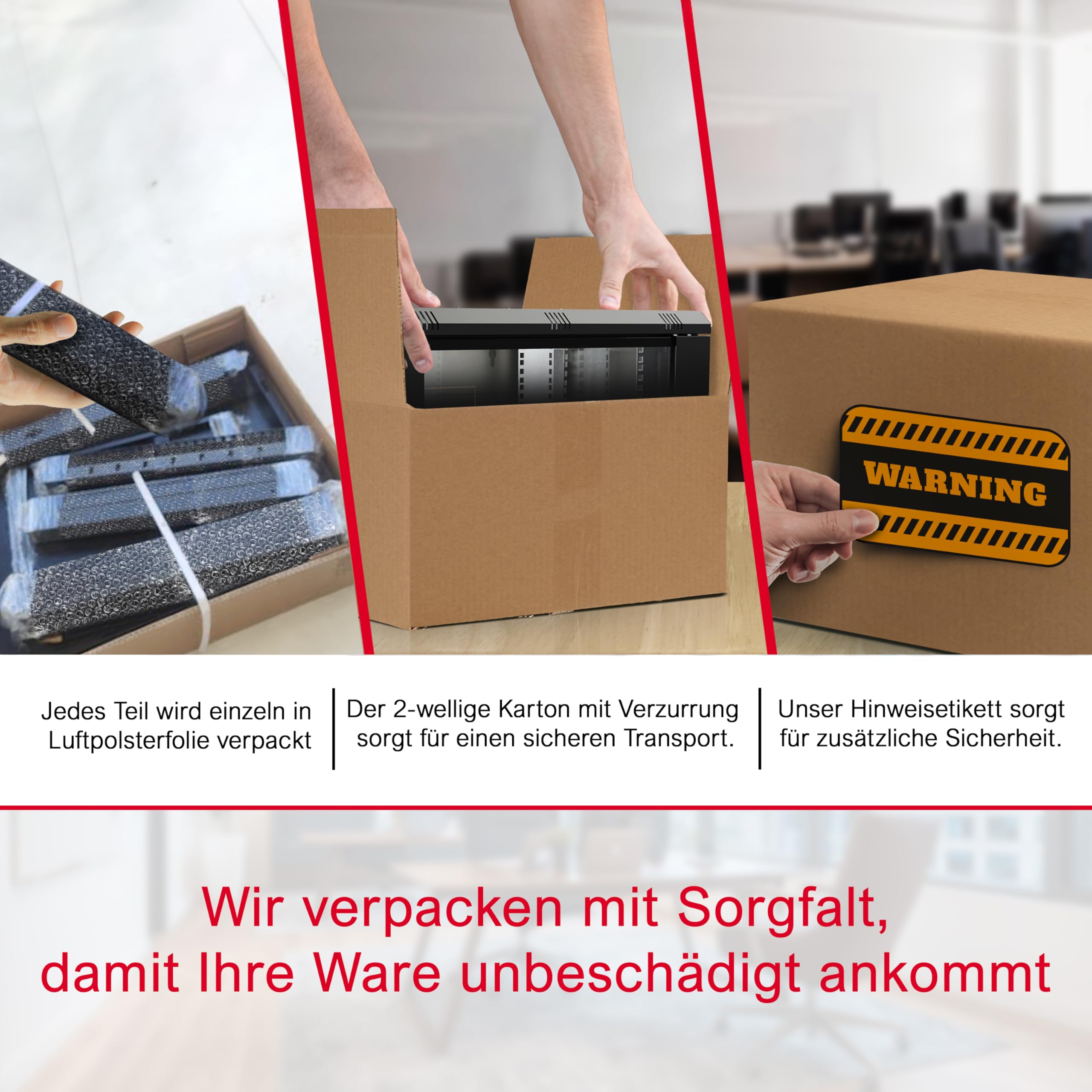 Netzwerkschrank 19 Zoll Serverschrank Pro Serie 7HE, Server Rack für Wandmontage EDV Schrank 19 Zoll Gehäuse mit Traglast 60kg, 600x450x385 mm Grau, mit Glastür + abschließbar RAL 7035