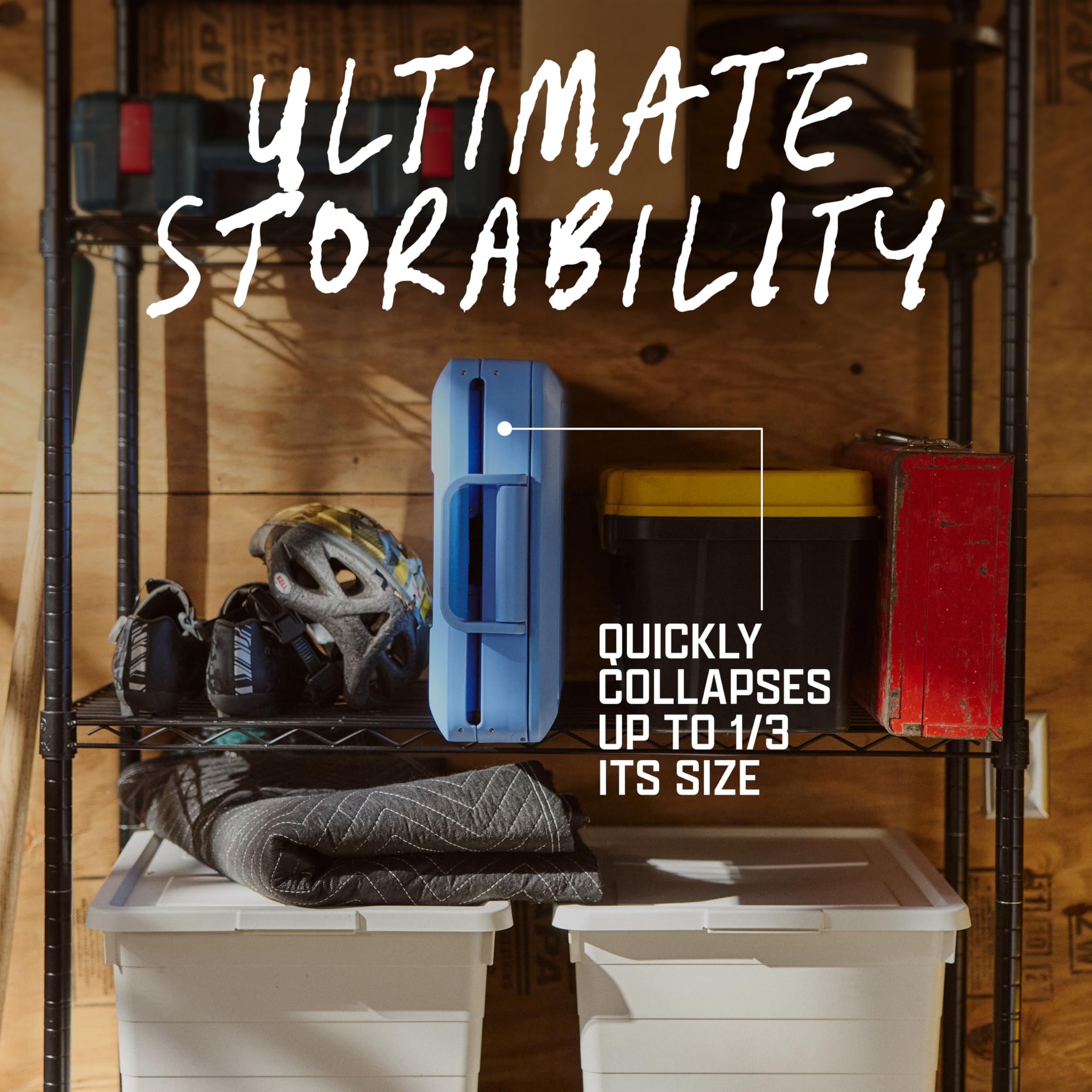 Coleman Snap N Go 35qt Collapsible Hard Cooler, Keeps ice Cold for up to 48 Hours, Holds up to 64 cans, Collapses up to 1/3 its Size, Can Hold up to 200 pounds, Blue Sky - 4