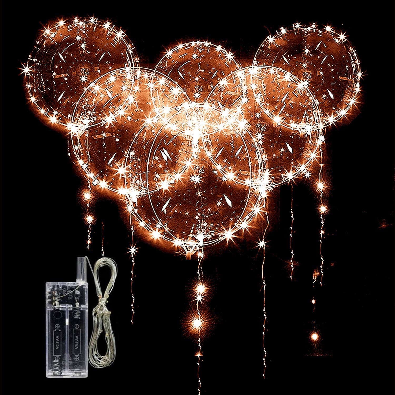 10 PACKS LED Bobo Balloons,Transparent LED Light Up Balloons,Helium Style Glow Bubble Balloons with String Lights for Party Birthday Wedding Festival Decorations (Warm White)