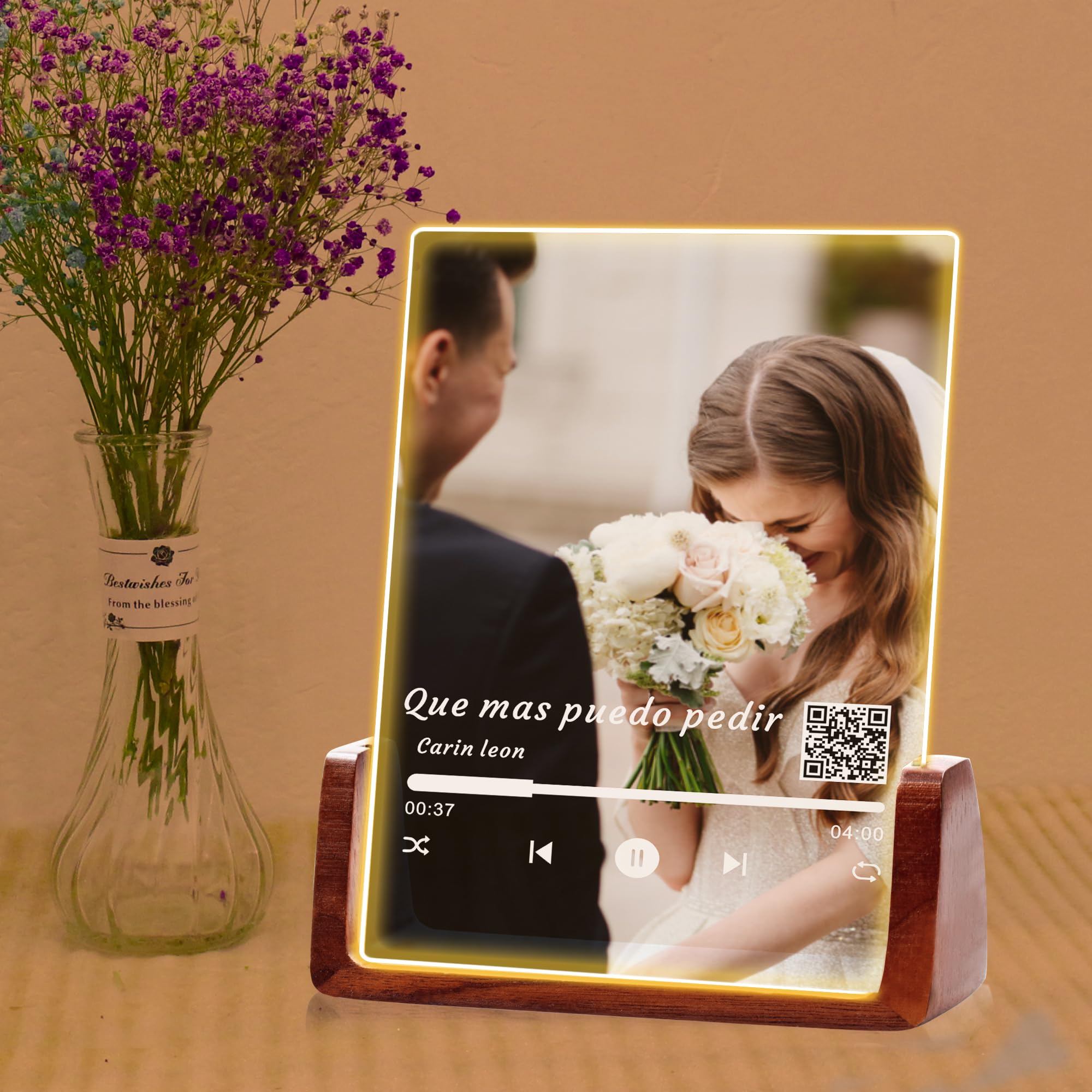 Custom Spotify Plaque Custom Gifts - Acrylic Song Plaque with Picture - Personalized Gifts for Boyfriend Girlfriend Couple - Customized Valentines Day Gifts for Him Her (4 Size: 15-25cm)