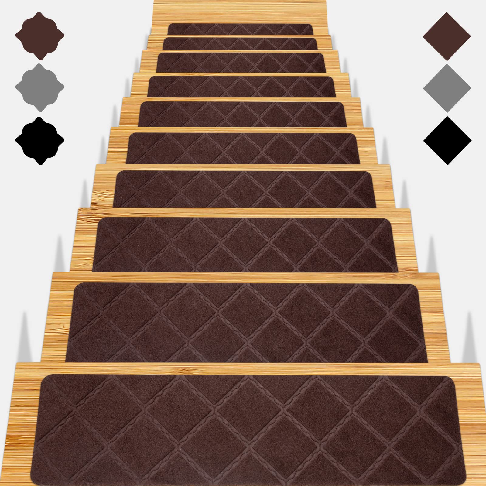 Photo 1 of Stair Treads for Wooden Steps - 15pcs, 8x30in Carpet Stairs Runner Indoor Non-Slip Mats for Kids, Elders and Pets
