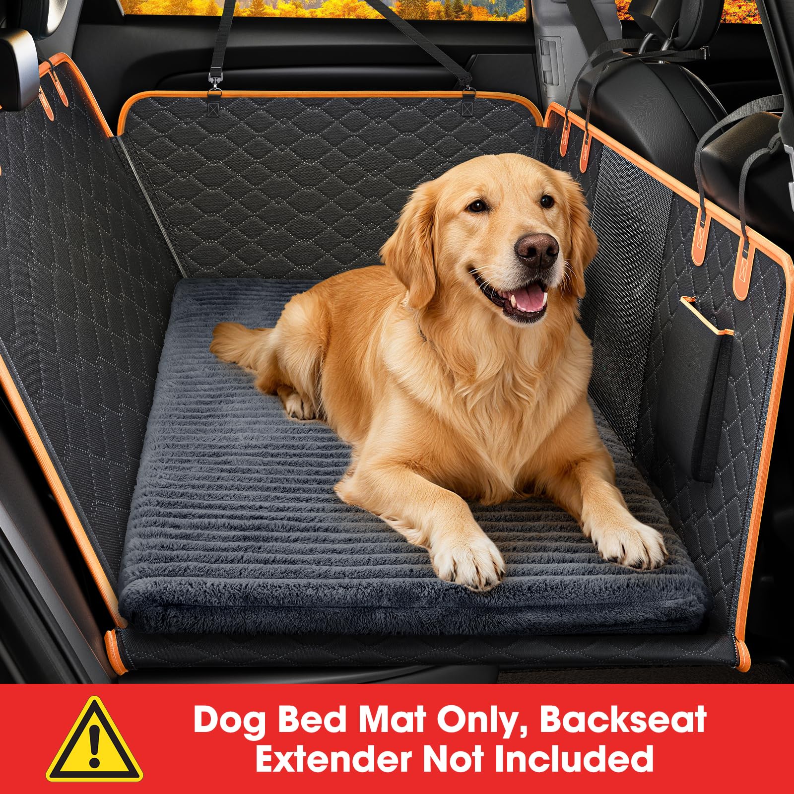 FURTIME Rücksitz-Haustierbettmatte, rutschfestes Hundebett für Auto-Rücksitz, waschbare Reise-Haustiermatte mit abnehmbarem Bezug, Hundesitzbezüge, Schutz für Rücksitzverlängerungen und LKWs, SUVs