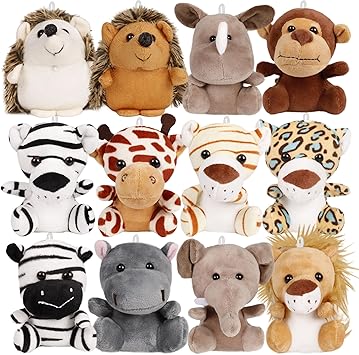 Small Stuffed Animals Bulk, 12 Pack Cute Plushies, 4.5 Inch Mini Plush Toys, Treasure Box Toys for Classroom, Party Favors for Kids, Plush Keychain, Claw Machine Prizes, Stocking Stuffers for Kids
