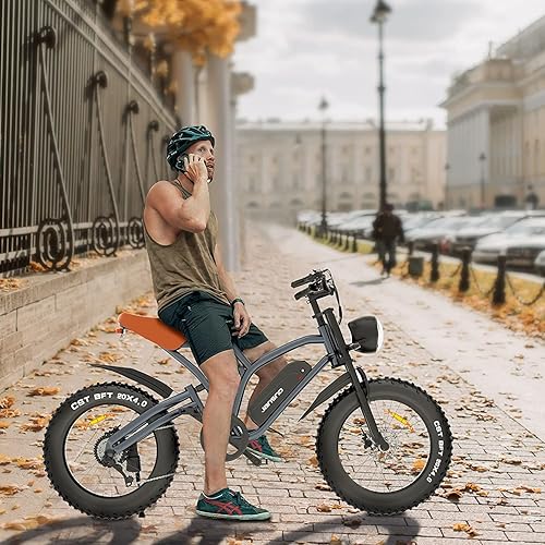 Miniatura 6 de JANSNO Bicicleta eléctrica de 20 x 4.0 para adultos con motor sin escobillas de 750 W, batería extraíble de 48 V 12.8 Ah, transmisión Shimano de 7