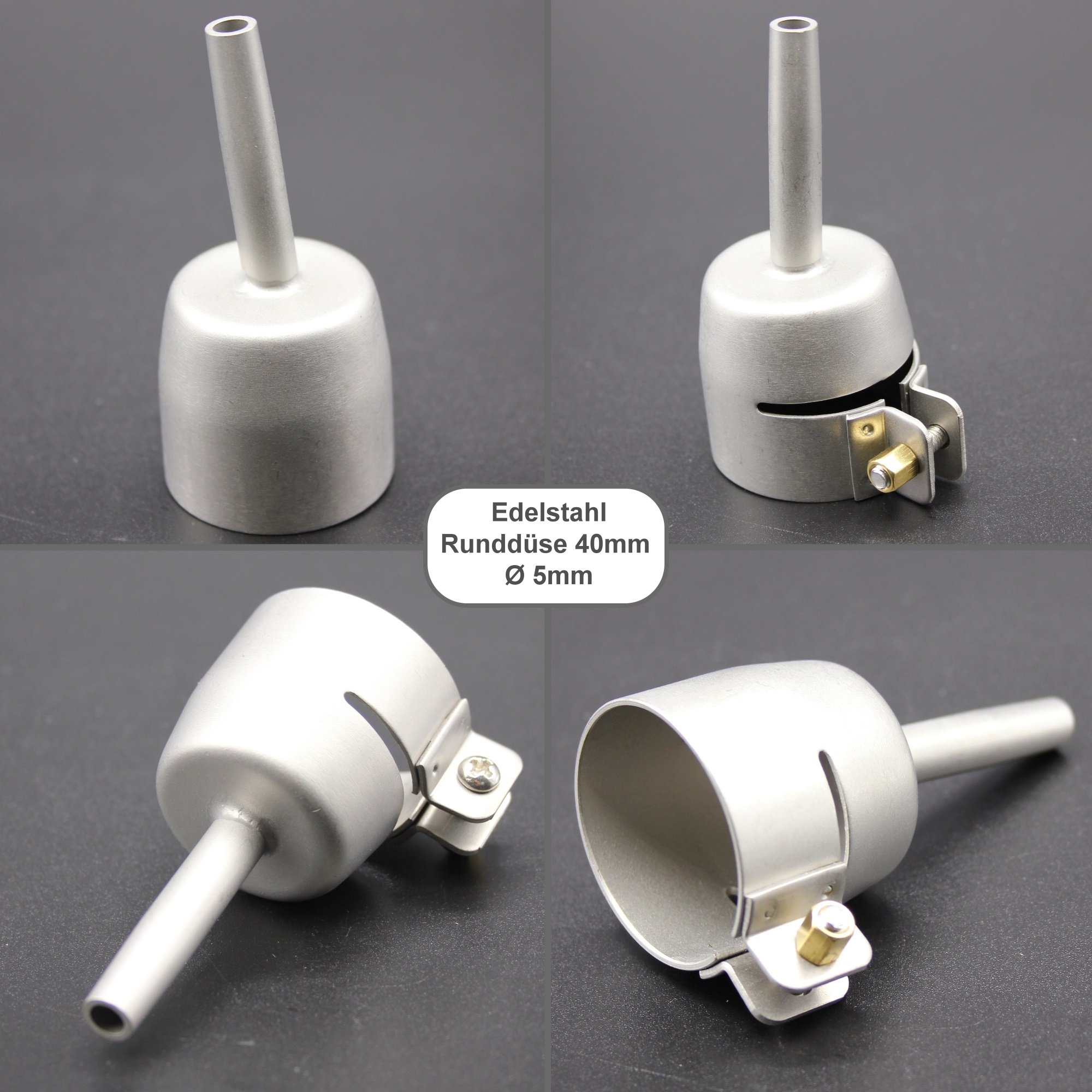 Profi Edelstahl Runddüse Düse Ø5mm Länge 40mm passend für Leister TRIAC S/ST/AT für Heißluftfön Heißluftpistole Schweißen Heissluftgerät