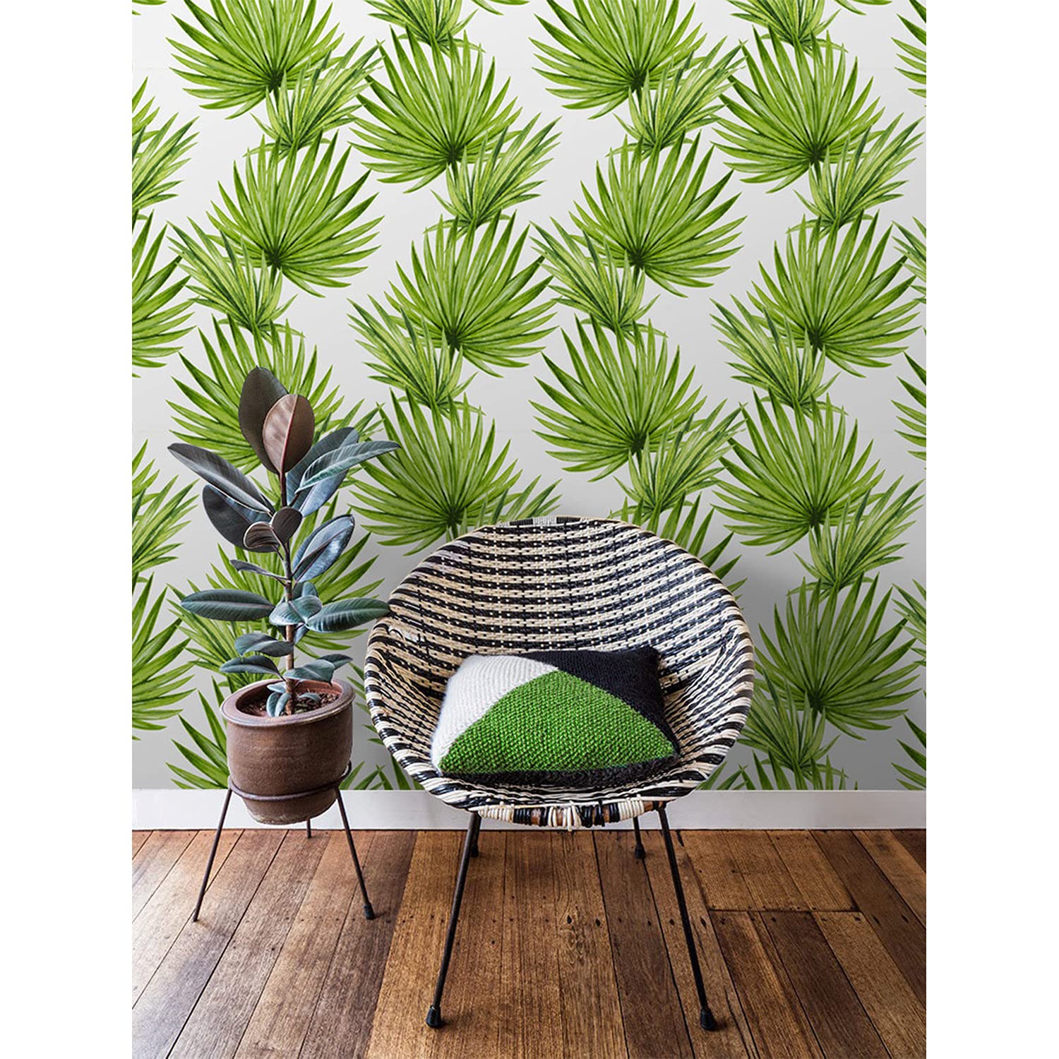 Papier peint latex effet tissu feuilles tropicales Muralo