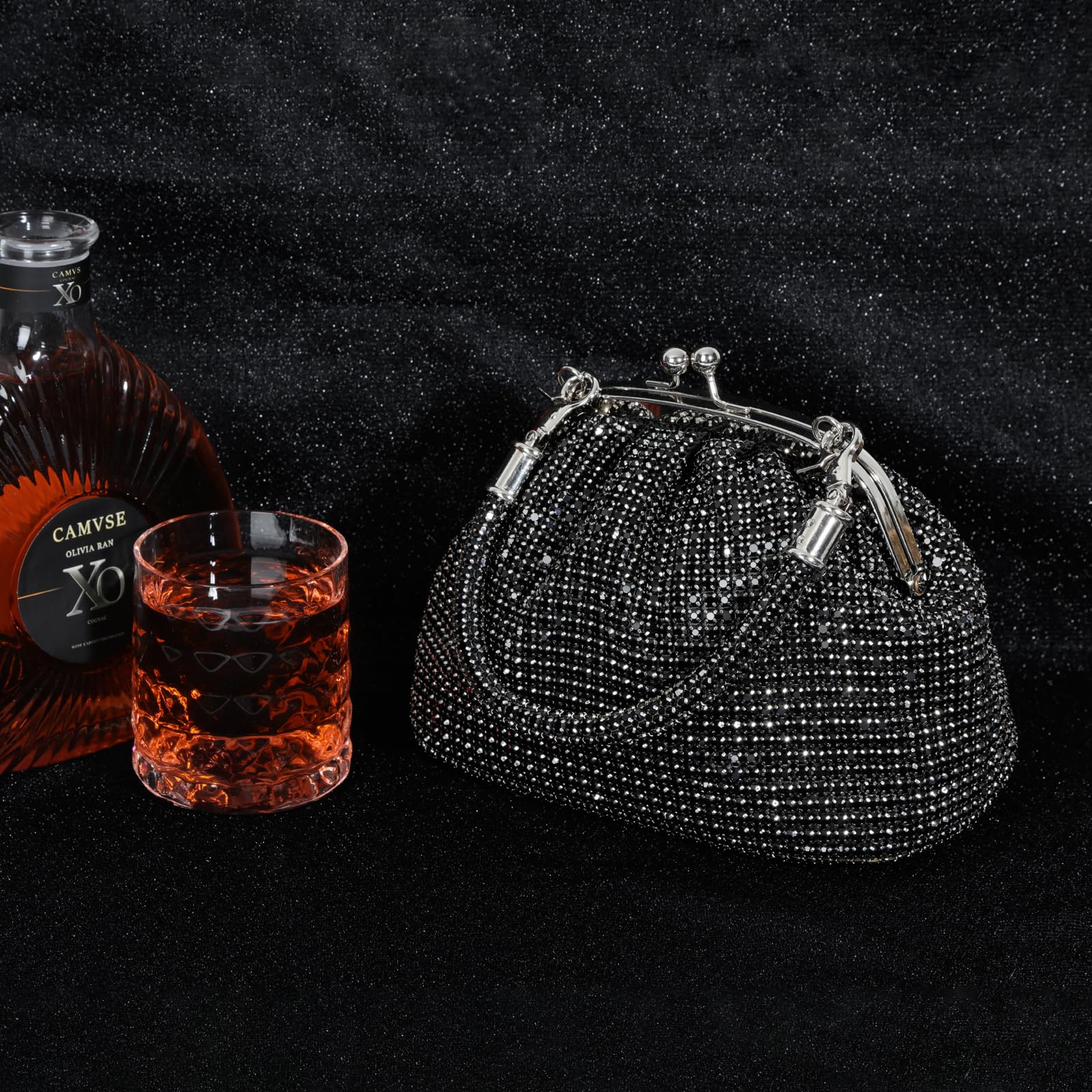 Gripit Rhinestone Purse Clutch Bag for Bridal Women Evening Sparkly Diamond Money Purse Party Wedding Clutch Purses,Black
