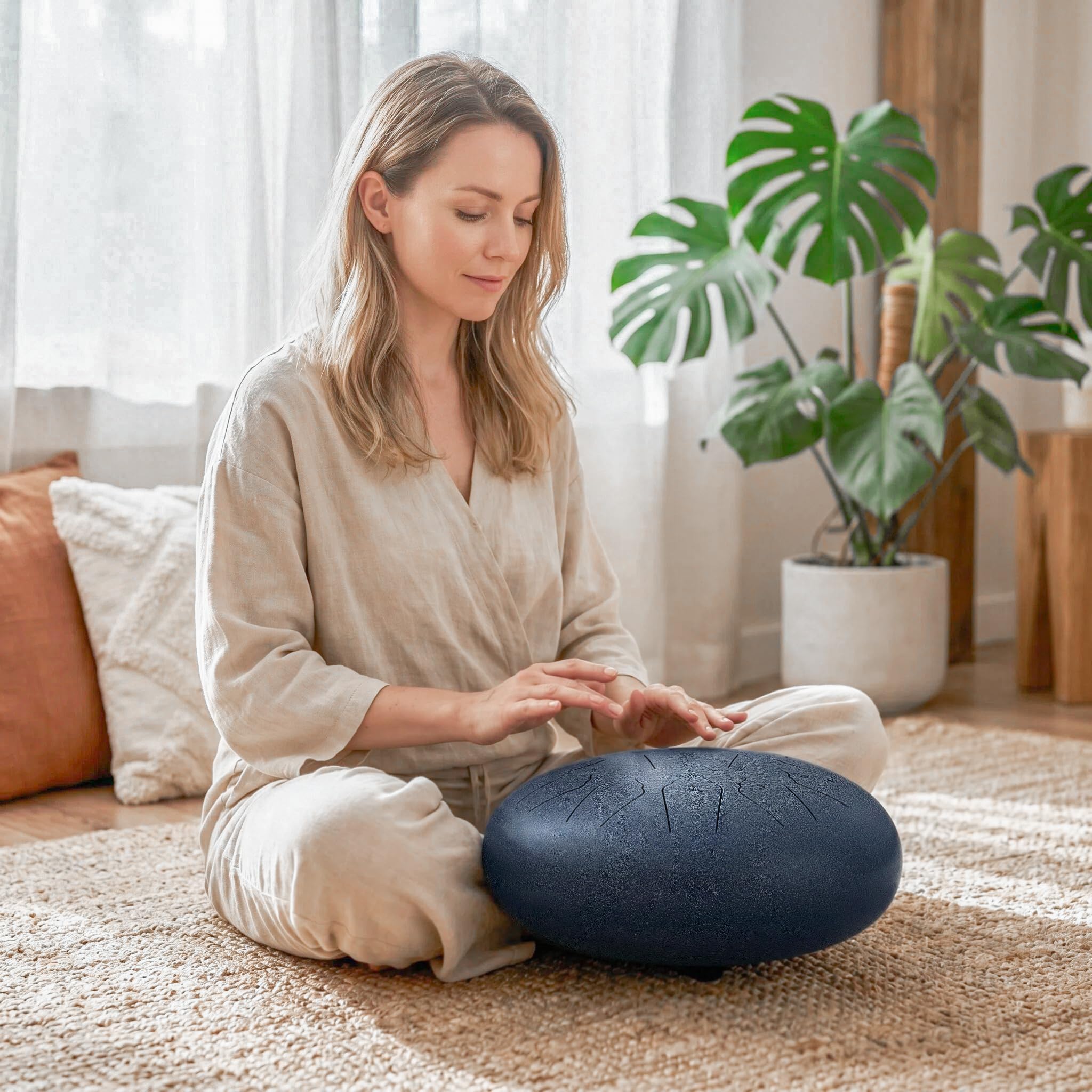 Stahltrommel 12 Zoll mit 13 Tönen, Regentrommel Outdoor Steel Pan Drum für Meditation Yoga Entspannung, Musick Geschenk für Erwachsene und Anfänger