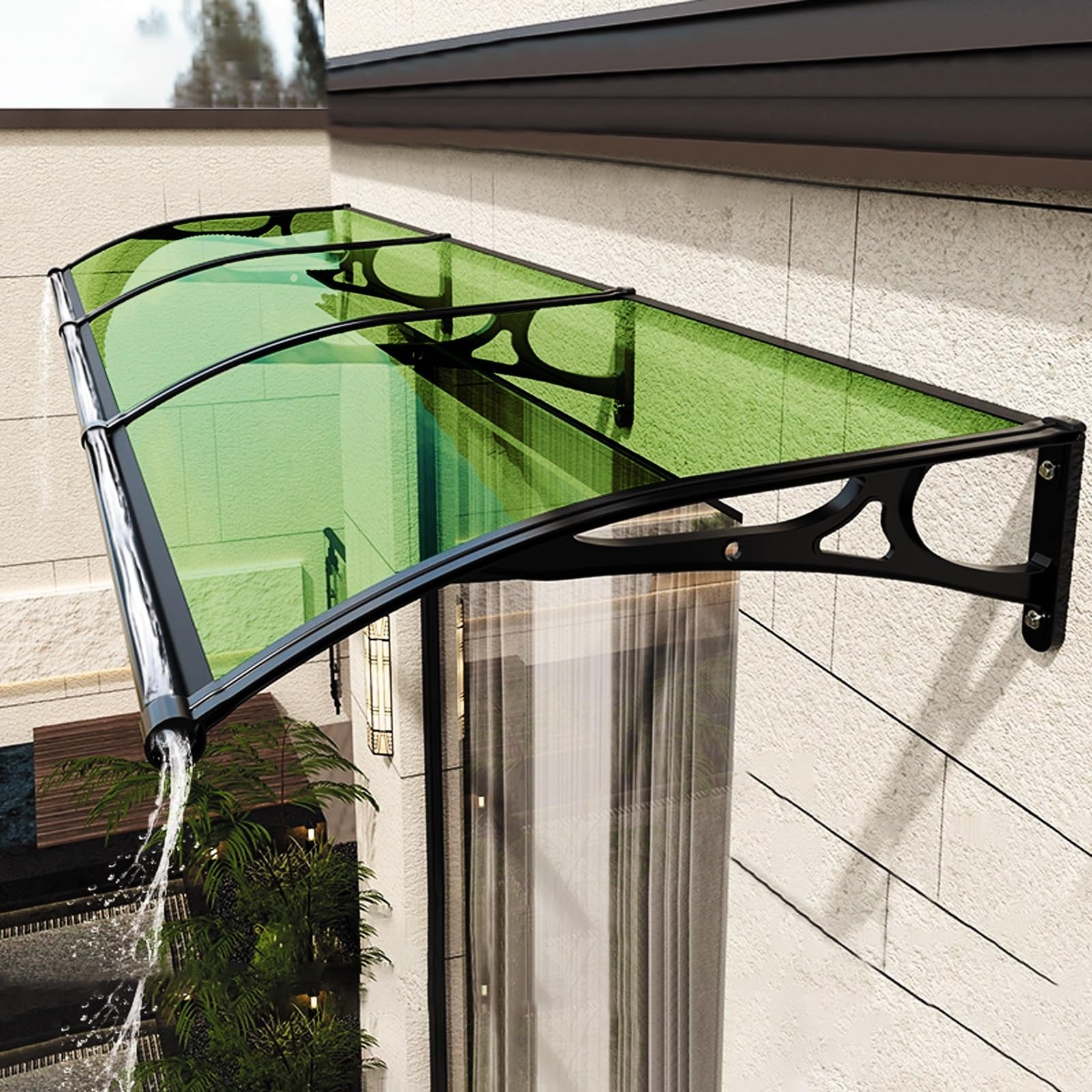GJMSSMY Green Door Canopy Awning - 100cm x 380cm Aluminum Shelter for Entrance, Outdoor Rain and Snow Protection, Sunshade, Stylish Overhang for Home/Entryway
