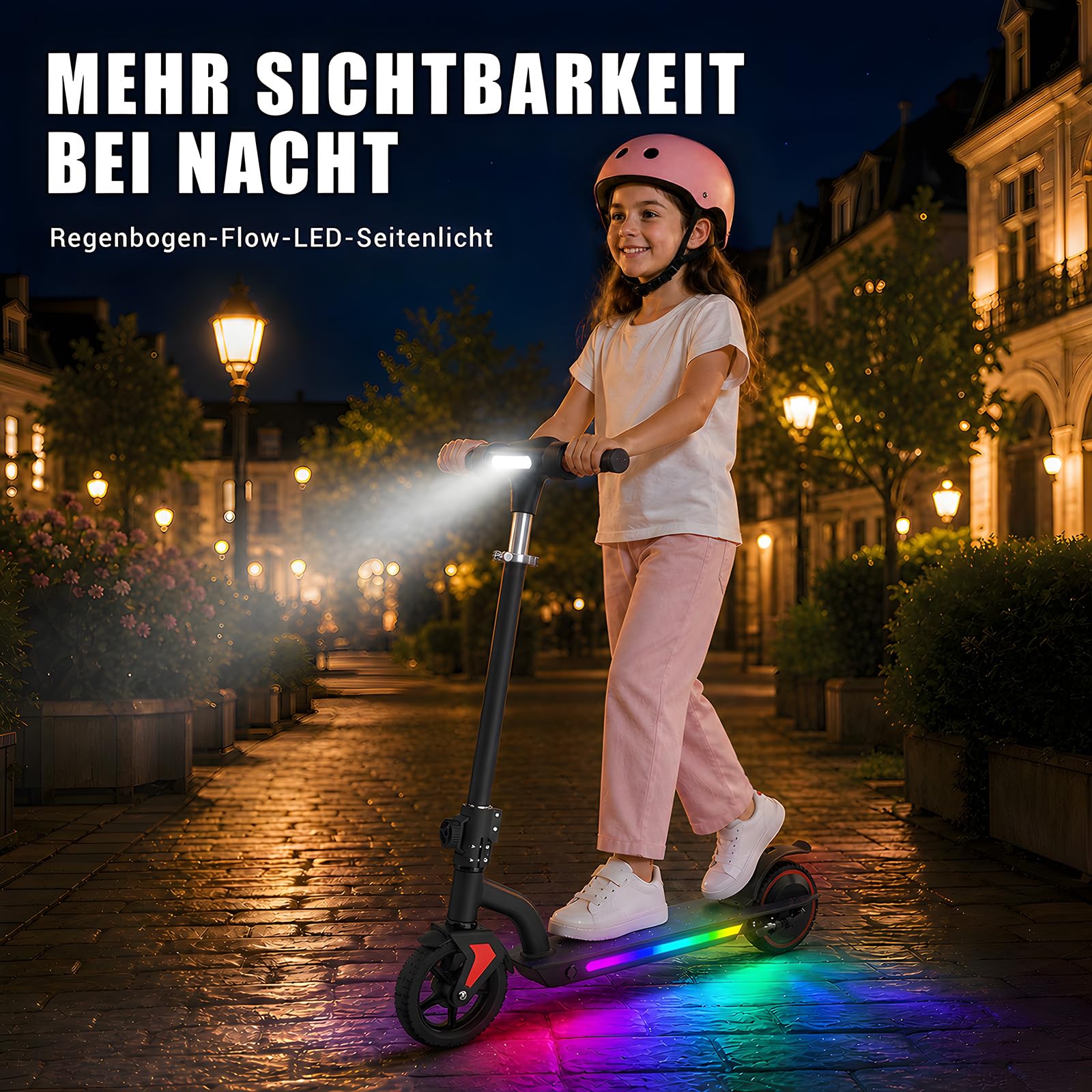 Elektroroller für Kinder von 6-16 Jahren 100cm-160cm 5.2A Batterie 3 Geschwindigkeitsstufen (6/10/16 km/h) 16km Reichweite Höhenverstellbar Reichweite faltbar LED-Display E-Scooter für Kinder
