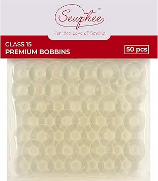 50pcs Premium Class 15 Bobbins Fits Janome HD3000, Brother, Elna & Kenmore - Compatible with Janome Sewing Machine Accessories, Plastic Bobbins for Sewing Machine, Supplies for Quilters & Hobbyists