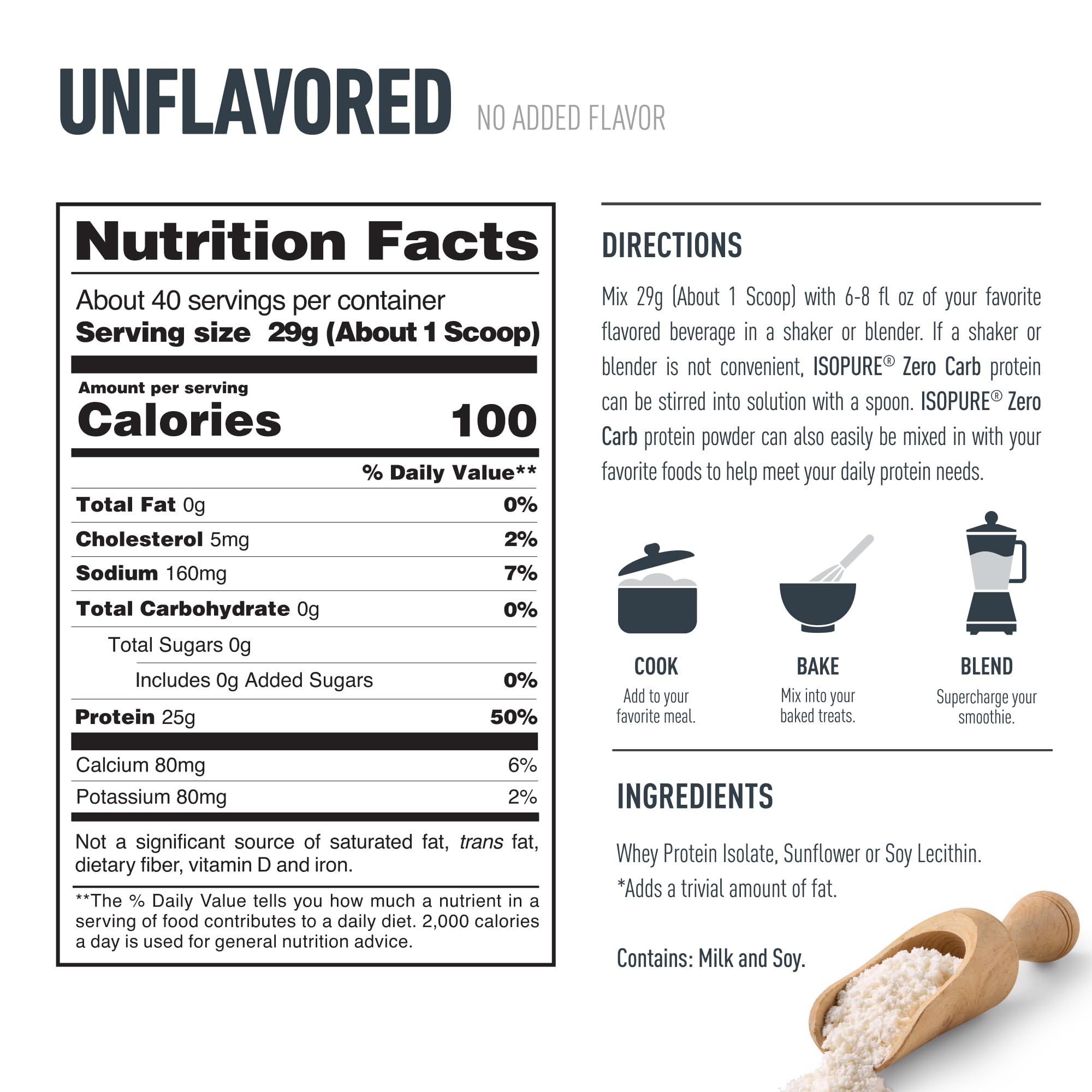 Isopure Zero Carb 100% Pure Whey Isolate Protein Powder, Lactose Free, Gluten Free, With Vitamins, Unflavored, 25g Protein Per Serving, 3 Lbs, 47 Servings — Amazon image 8
