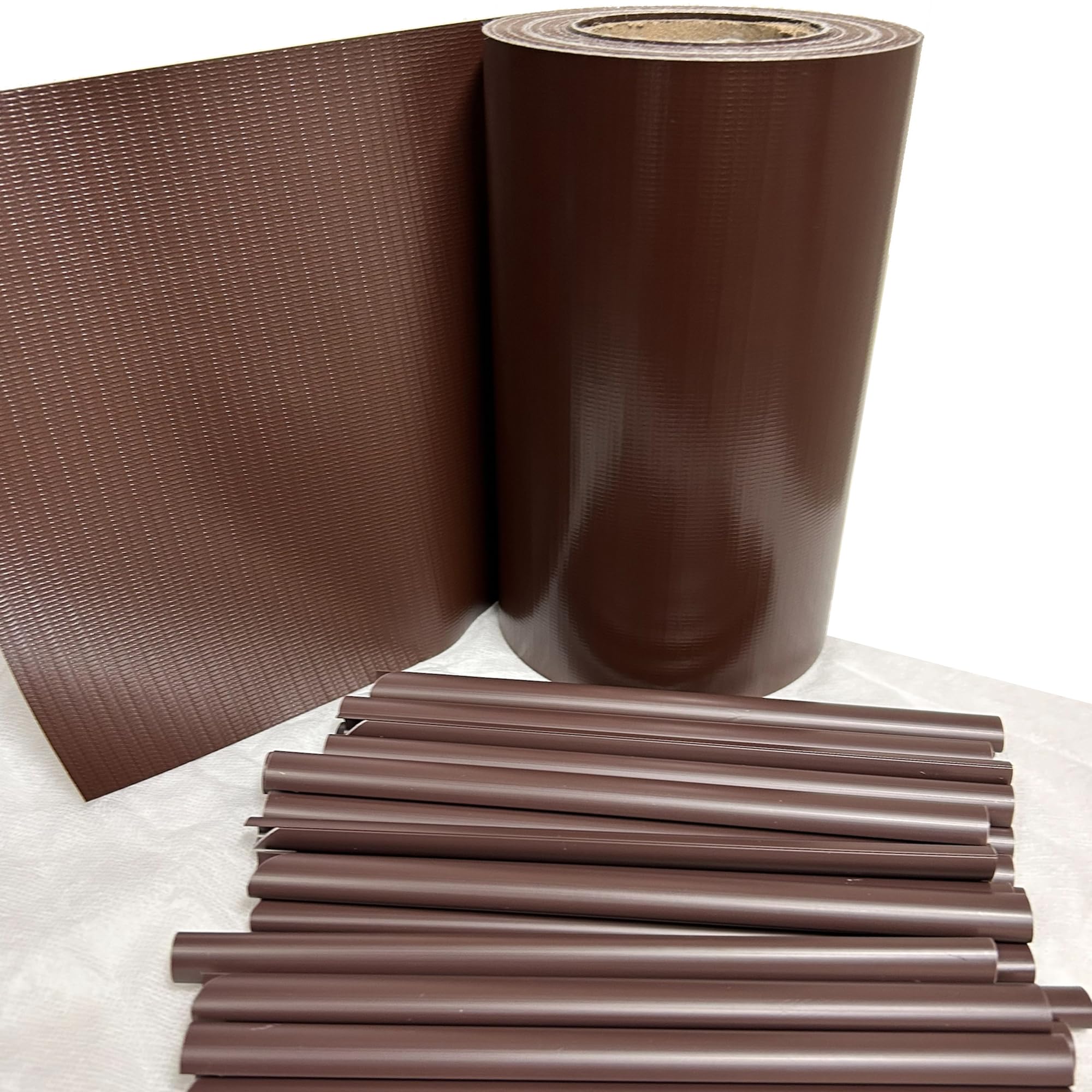 TENAX Twist 19 cm x 35 m Marrón, Tiras de Ocultación en PVC con 25 Clips, Cobertura Decorativa de Privacidad para Vallas de Paneles, Cancelas, Barandillas y Balcones