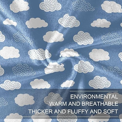 Miniatura 7 de KLL Nubes sobre fondo azul, manta de franela de forro polar de 60 x 90 pulgadas, cómoda manta de otoño para dormitorio, viajes, picnic, manta