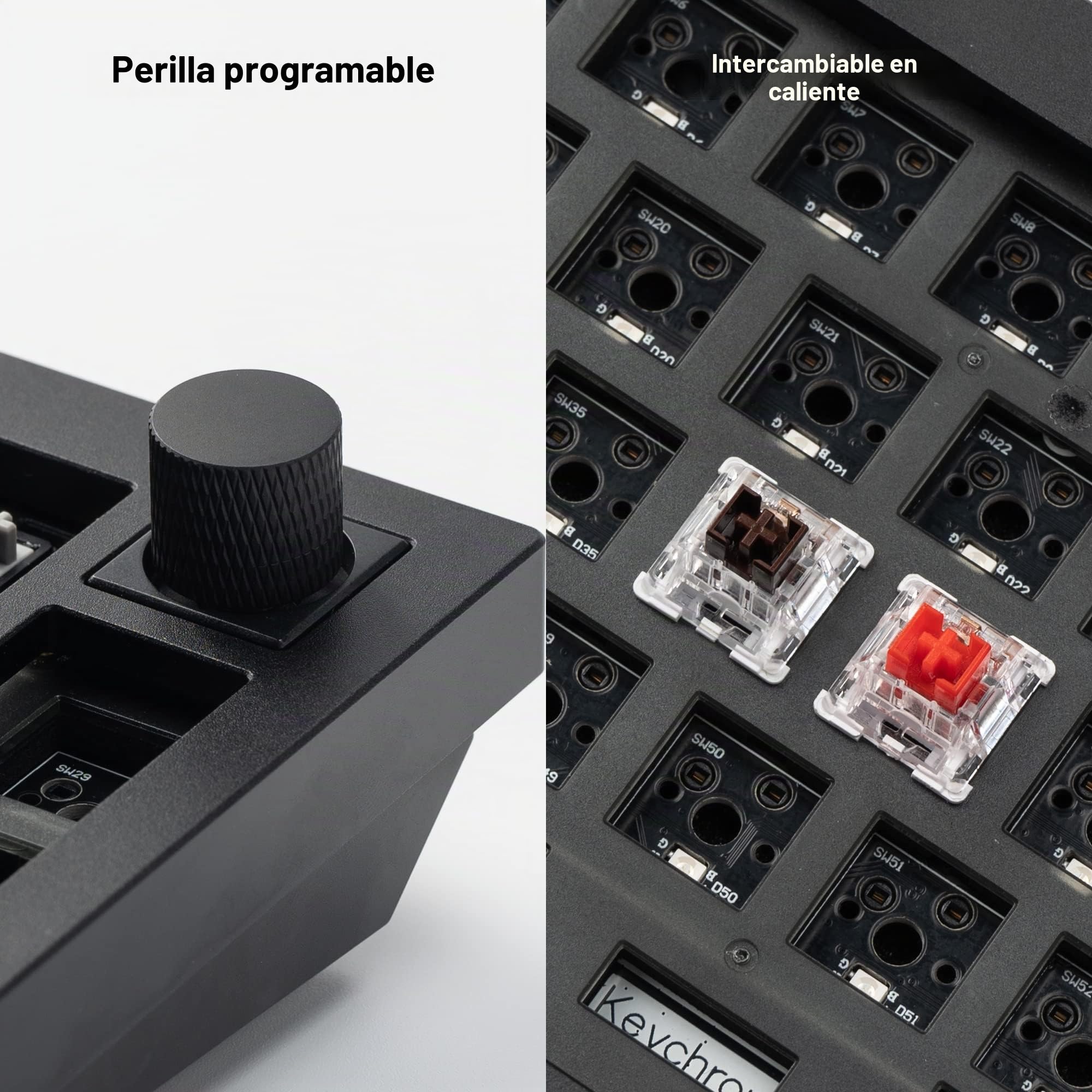 Keychron Q2 Pro Kit de Teclado Mecánico 65% Diseño ISO, Bluetooth 5.1, RGB, Programable con QMK/Via, Cuerpo de Aluminio CNC, para Interruptores de 3/5 Pines, Compatible con Windows/Mac - Negro