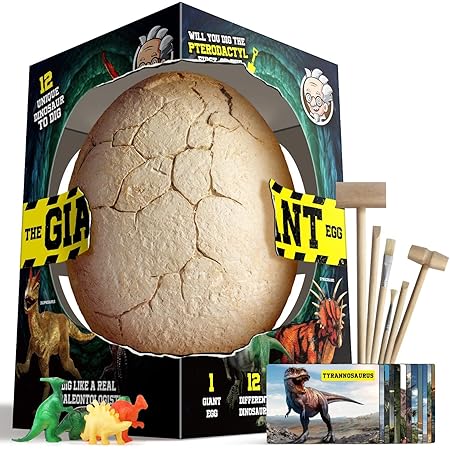 Amazon Xxtoys 恐竜おもちゃ 恐竜発掘キット ティラノサウルス ジャイアント恐竜卵 大恐竜卵 恐竜12種 子供 プレゼント ギフト ロボット 子ども向けフィギュア おもちゃ
