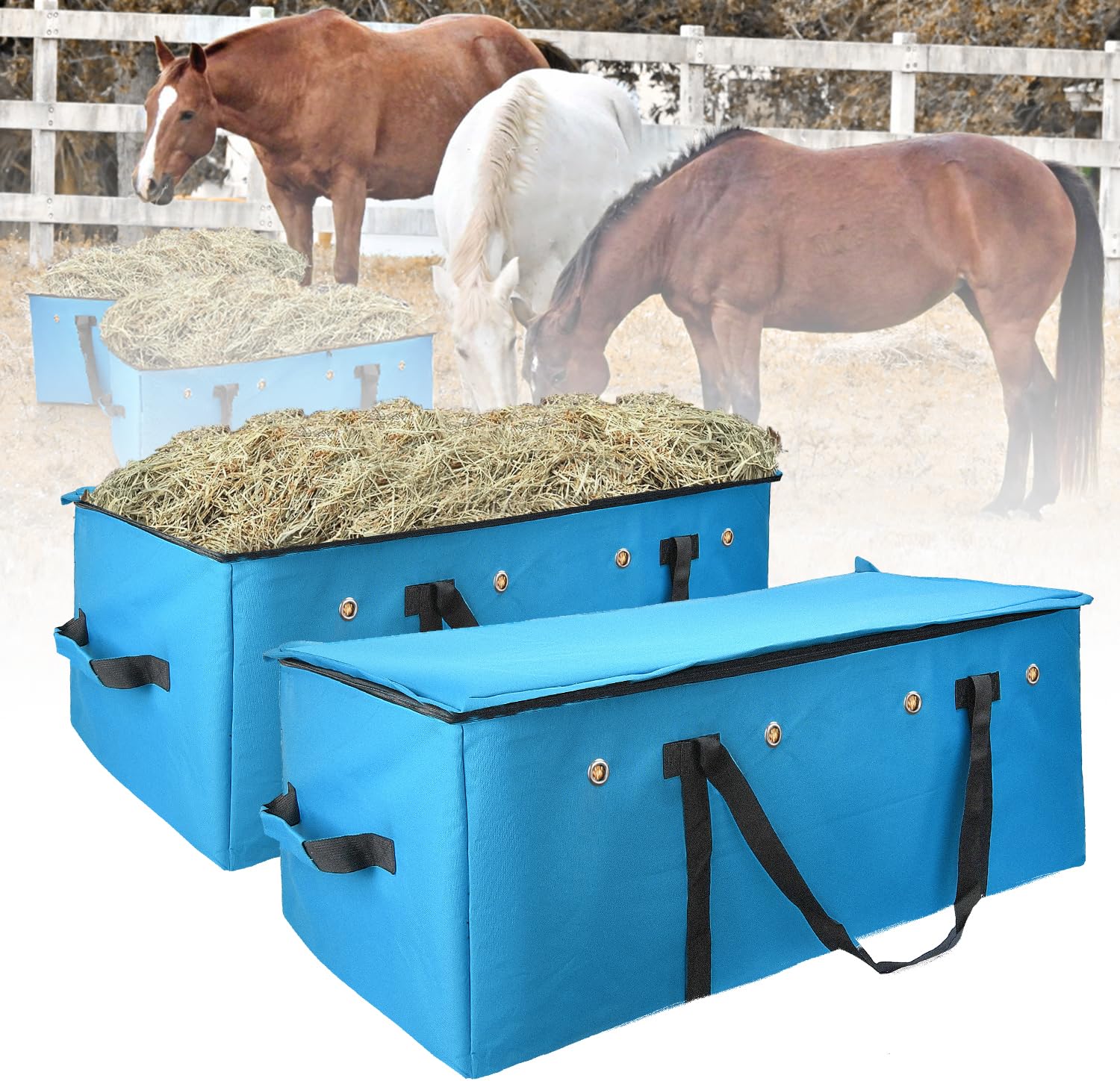 HDYEGY 2pcs Hay Bale Storage Bag,Heavy Duty 1200D Oxford Fabric Hay Bale Bag Extra Large Hay Bag for Hay Transport and Storage，45x19.7x18.5 Inch