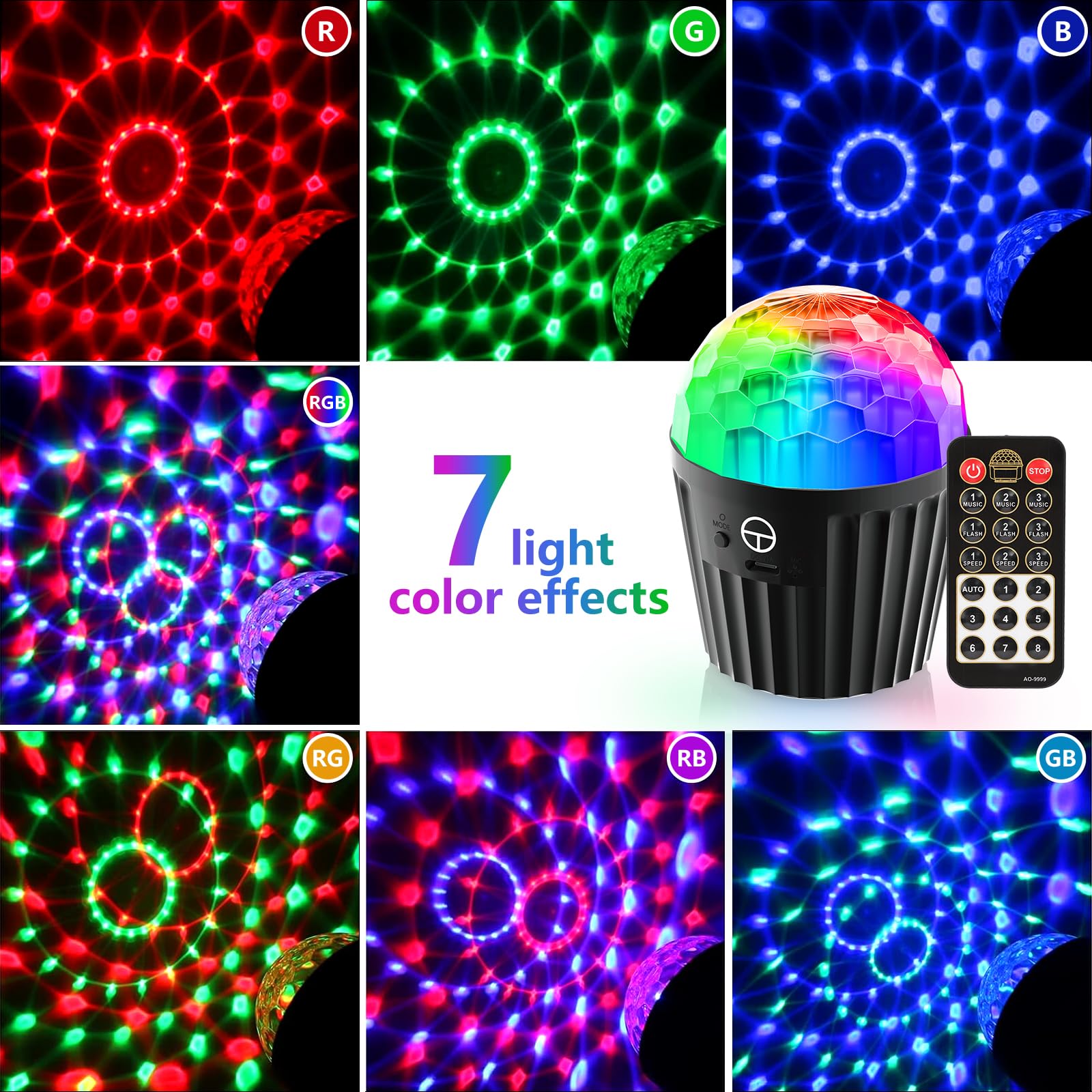 Nivzo Mini Luci Discoteca Con Telecomando - Palla Luce Musicale Per Feste E Eventi - Foto 8