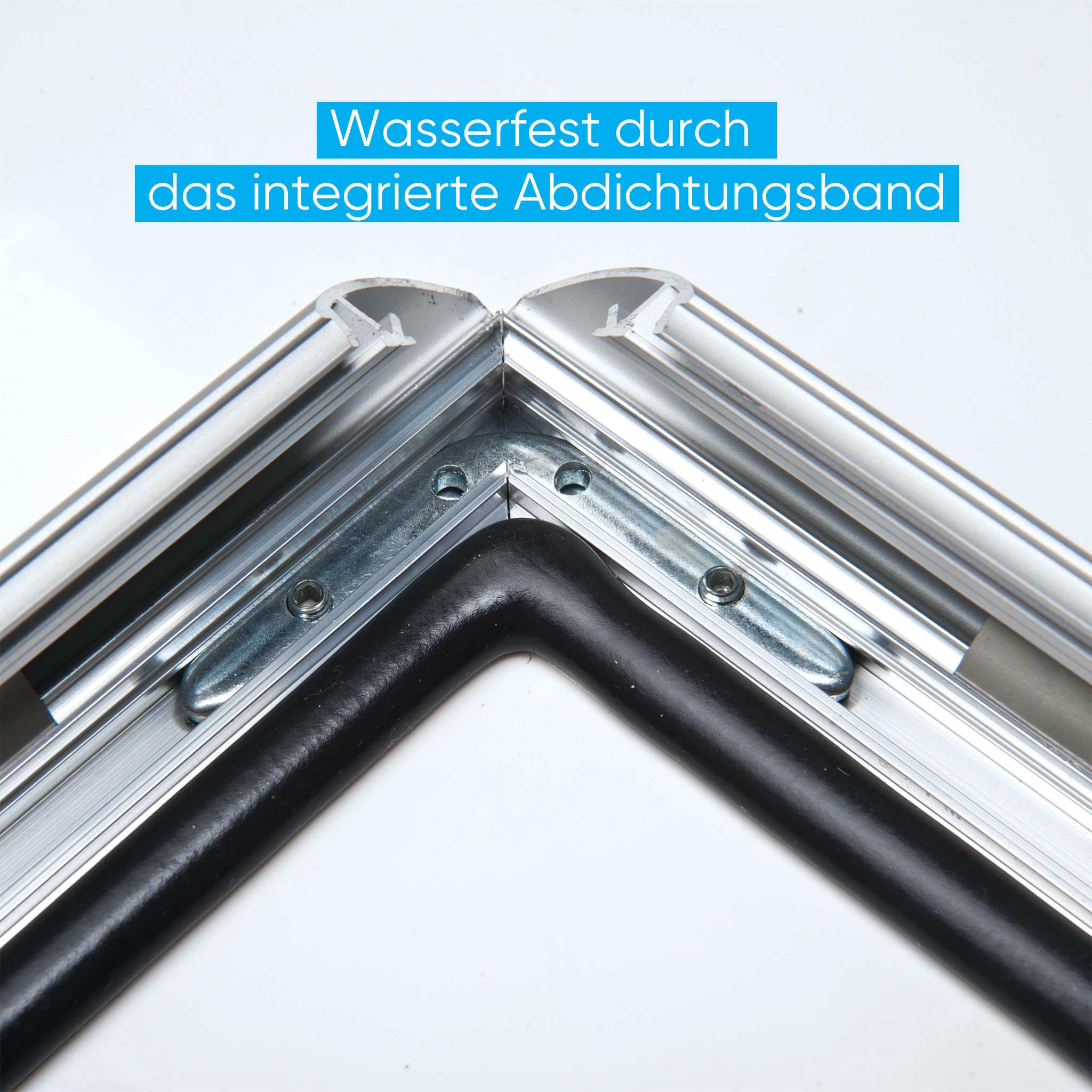 FRANKEN Wechselrahmen, Outdoor A2 Plakatrahmen, Aluminium-Klapprahmen 25 mm breit, Info-Rahmen für den Außenbereich von öffentlichen Einrichtungen, Schulen, Restaurants oder Hotels, BS1703