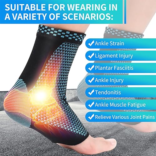 Miniatura 5 de Cescrak Tobillera para hombres y mujeres, manga de apoyo de compresión de tobillo, para aliviar la hinchazón, fascitis plantar, soporte de arco,