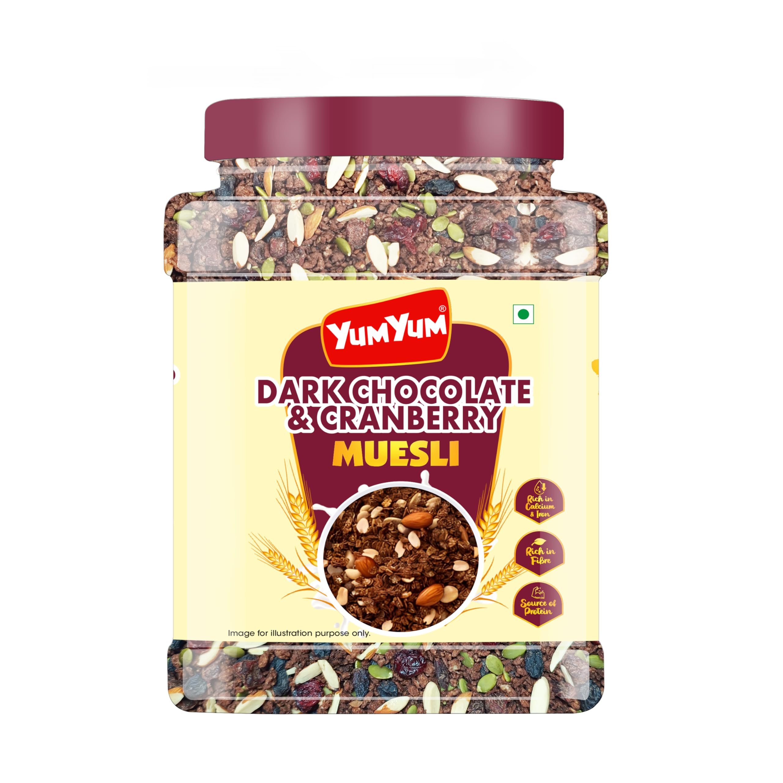 Yum Yum Dark Chocolate & Cranberries Muesli: 750g | Healthy Breakfast Cereal with Whole Grain, Almonds, Black Raisins, Pumpkin Seeds | Antioxidant & Protein Rich | Calcium & Iron (B0CT5S8SF7) Amazon Price History, Amazon Price Tracker
