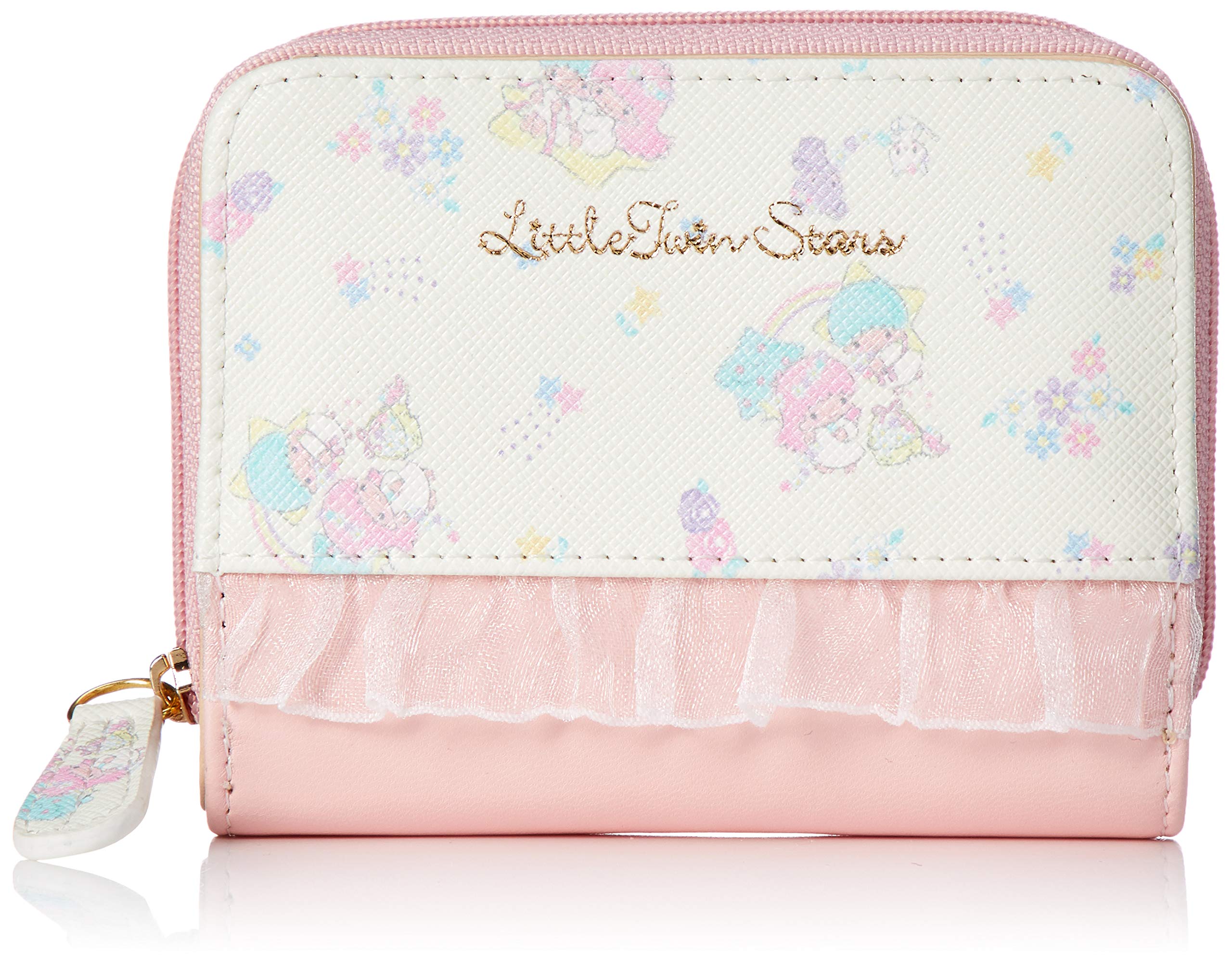 Wallet Ladies Two-Fold Round Zipper Kikirara Little Twin Stars Sanrio Pink
