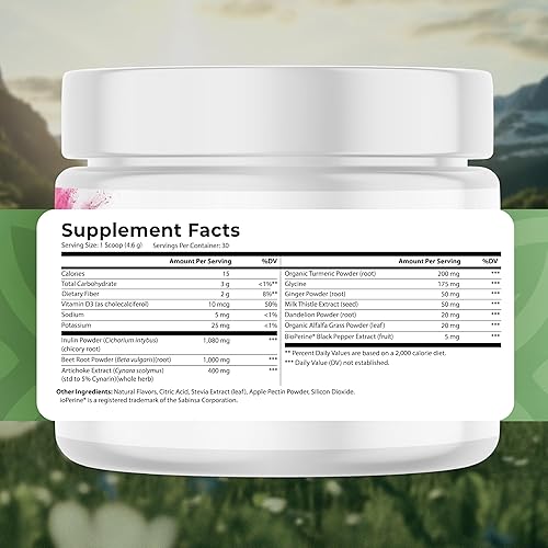 Miniatura 2 de Liver 360 - Polvo de desintoxicación y reparación de limpieza hepática con cardo mariano, cúrcuma y extracto de alcachofa sabor a ponche de fruta -