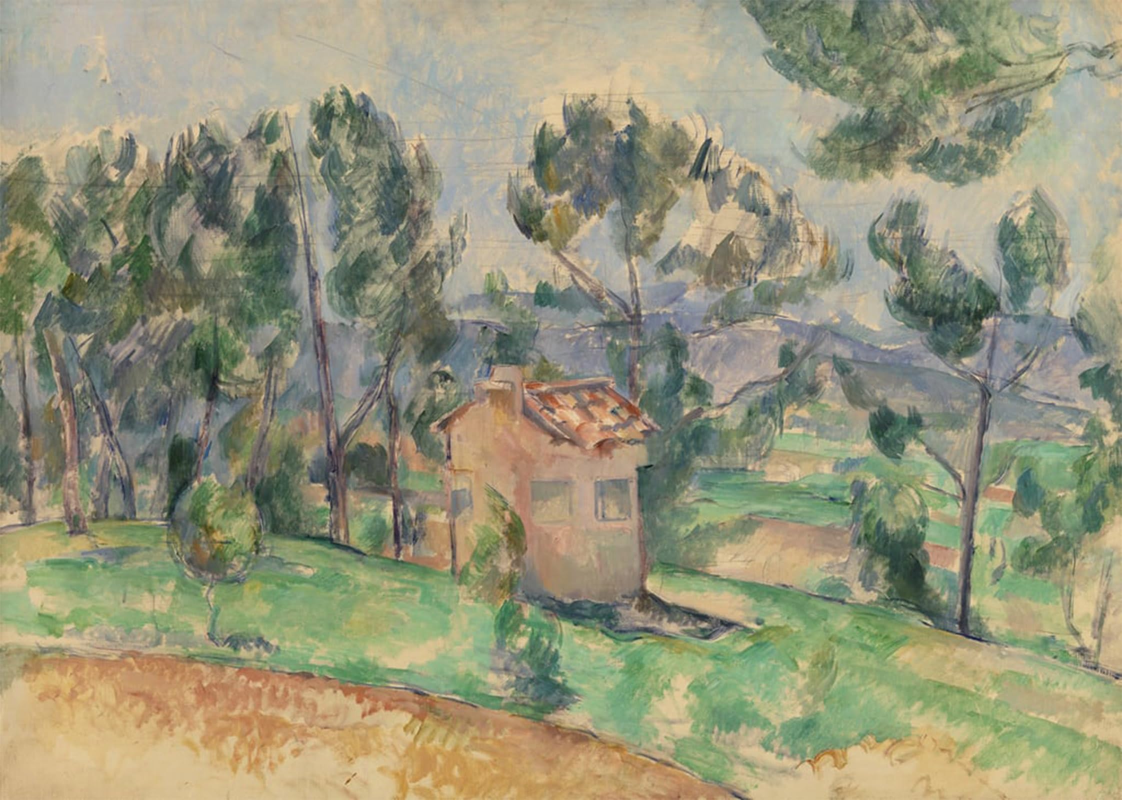 Artxlxxbn No Frame Famous Painting Art Wall Decor Abstract Art Picture Hunting Cabin In Provence By Paul Cézanne Animal Pictures For Home Decor 60X90cm
