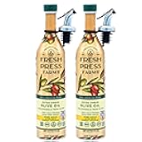 Fresh Press Farms Cold Pressed High Polyphenol Pure Gold Extra Virgin Olive Oil, 16.4 Fl Oz (Pack of 2), Georgia Grown, 100% American Made, Unrefined, Certified Whole30, Non-GMO, Keto, Paleo, Gluten Free, Packaging May Vary