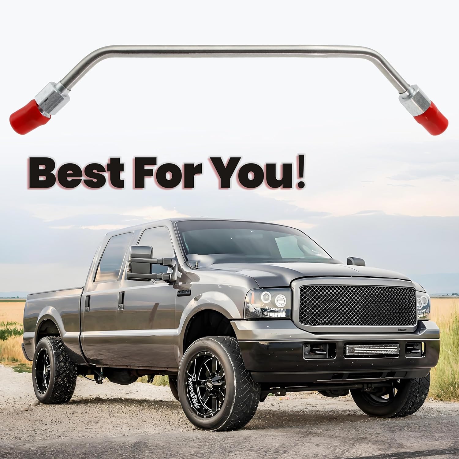 ASTROSYNC High Pressure Crossover Tube w/Orings Fit for Ford 7.3L Power Stroke Diesel F250 F350 F450 F550 Super Duty Excursion 1999.5-2003, HPOP X Line Cross Over Stainless Steel