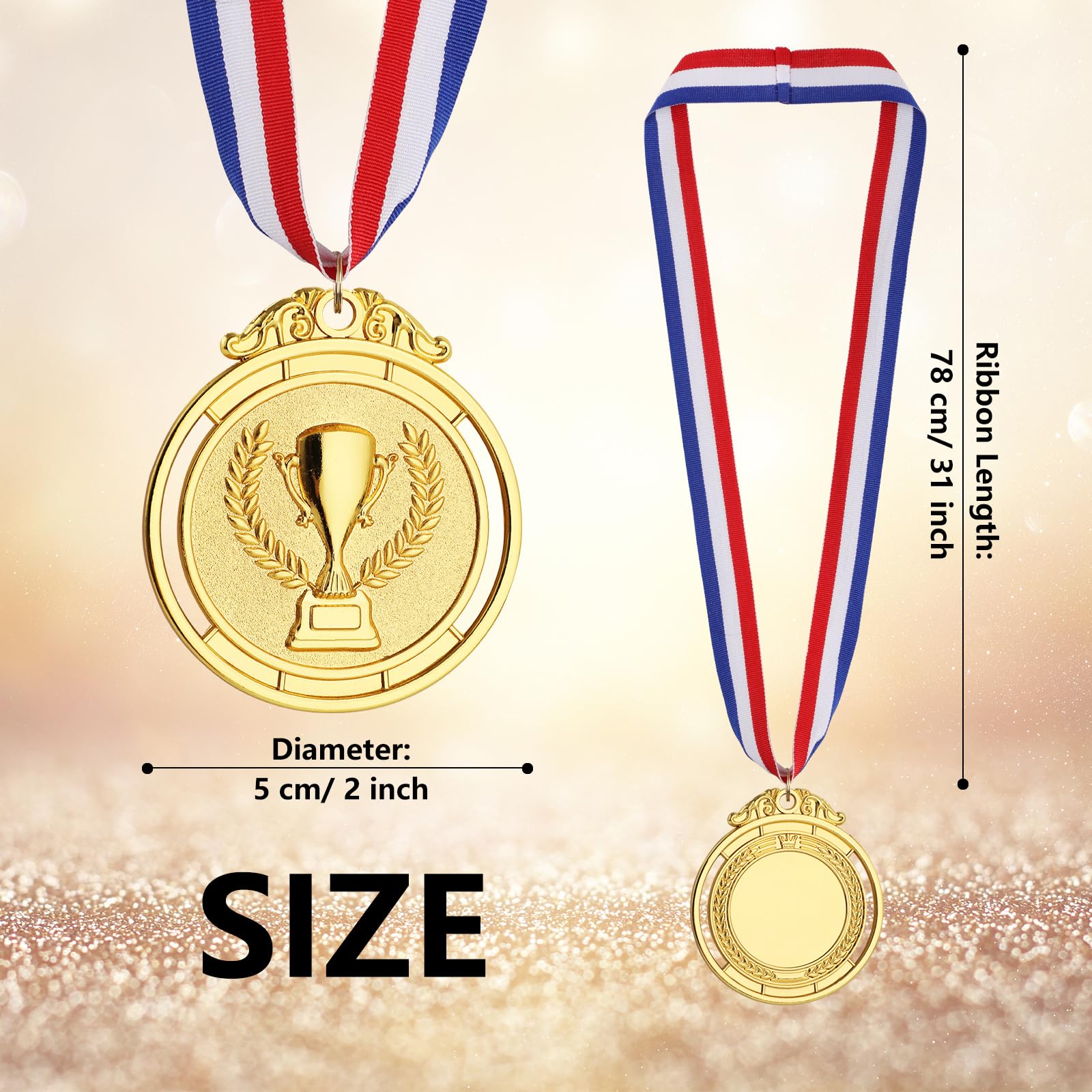 9 Piezas Ganador Medallas de Metal, Medallas de Oro Medallas de Plata Medallas de Bronce con Cintas para decoración de Fiestas Infantiles y premios Deportivos, Día del Deporte Escolar 5.0cm