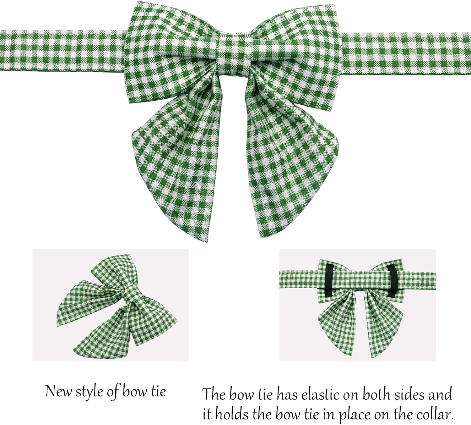 Lionet Paws Dog Collar with Sailor Bow, Durable Adjustable and Comfortable Green Bowtie Collar for Dogs, Large, Neck 16-24in image 3