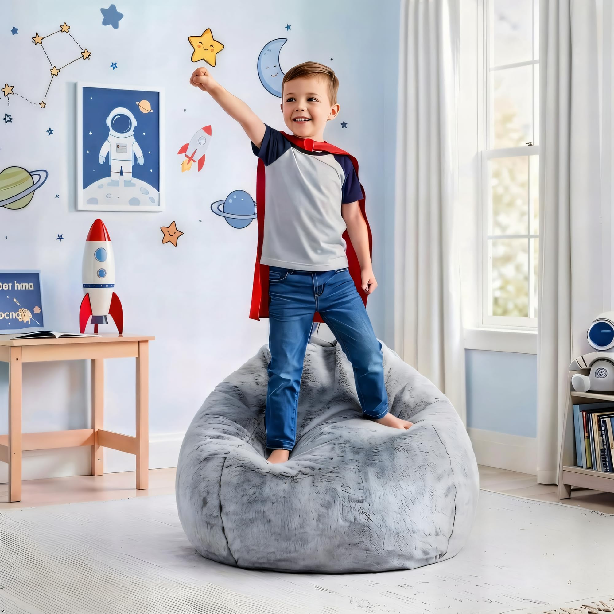 Hobestluk Small Bean Bag Chair Round Teardrop Soft Floor Sofa Reading Seat