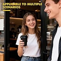 Vista 7 de RACETOP Tazas de café de papel de 12 onzas, paquete de 100 tazas de café desechables negras con tapas, tazas de papel caliente con tapas, taza