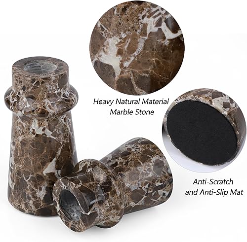 Miniatura 10 de Vixdonos Juego de 2 portavelas de piedra natural, para decoración del hogar, bodas, fiestas y centros de mesa (blanco)