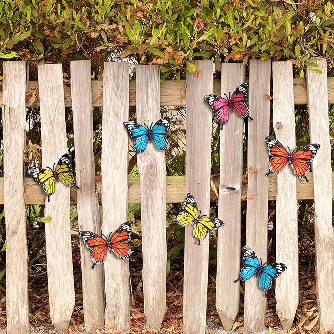 4 Pack Decoraciones de Mariposas Metálicas para Jardín miniatura 2