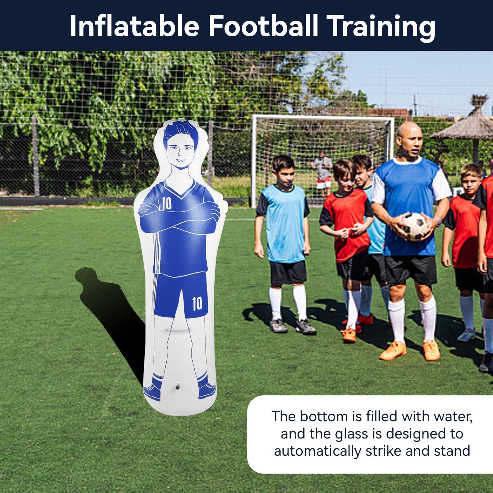 Gardien de But de Football Gonflable, 40x160cm/15,75x62,99 po Bouclier de Mannequin Football Mannequin d'air PVC Défenseur Mural Entraînement de Gardien pour Enfants Adultes (4Pcs)