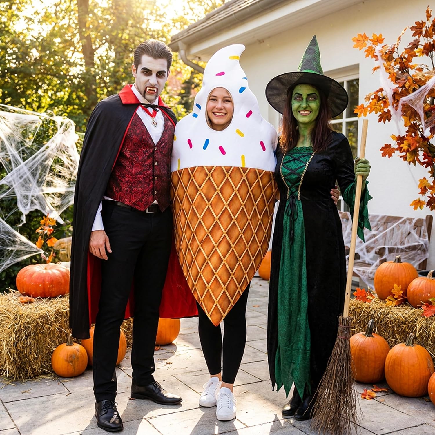 Ice Cream Cone Costume for Adults, Funny Food Outfits Halloween Dress Up