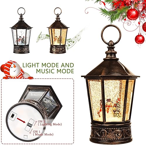 Miniatura 5 de Linterna de Navidad con forma de globo de nieve con música y temporizador, decoración de mesa de Navidad para el hogar, linterna brillante de agua,