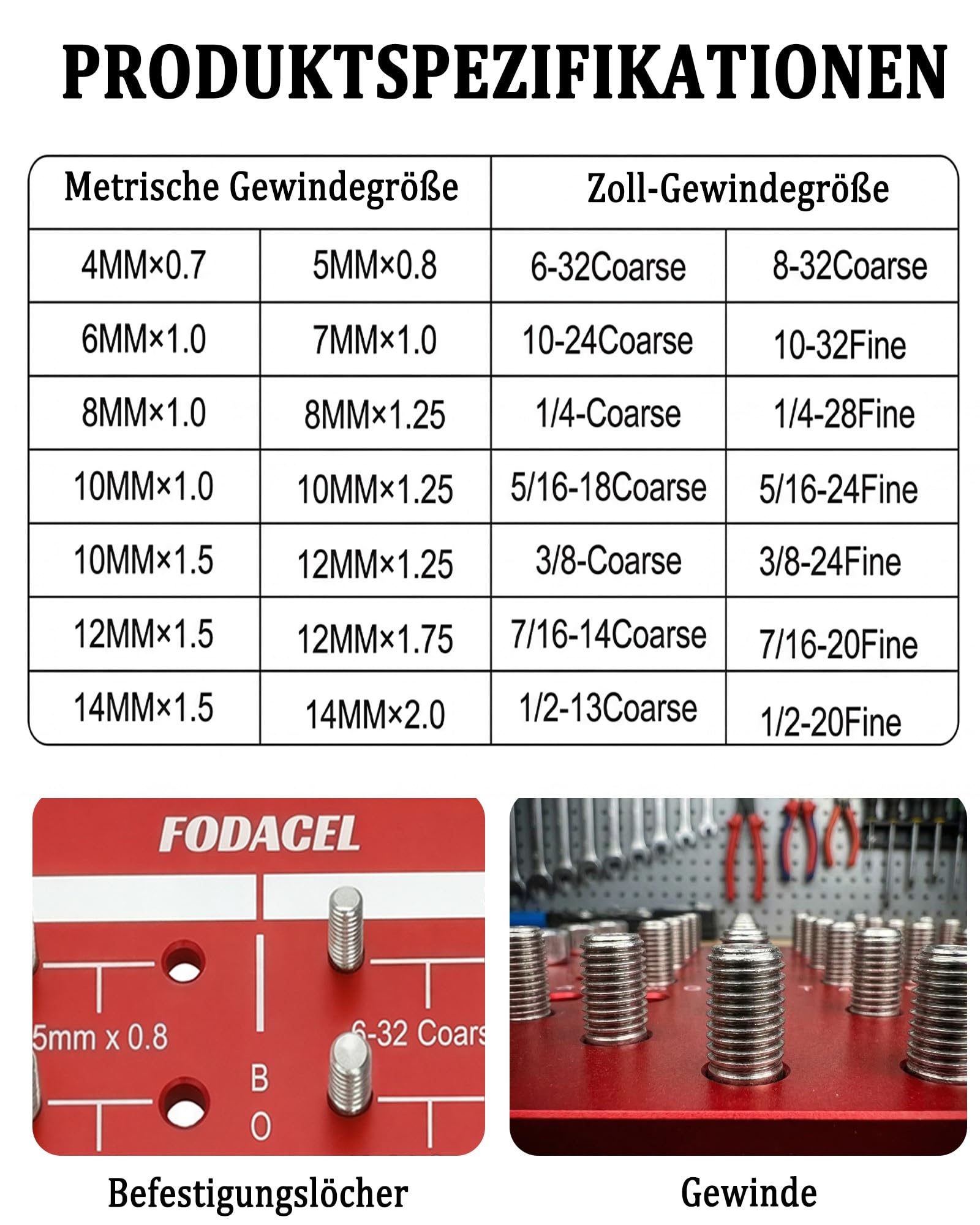28 Löcher Gewindeprüfer für Muttern und Schrauben: Gewindelehre Thread Checker mit 14 Standard- und 14 Metrischen Gewinden aus Aluminium für Werkstatt Mechaniker Handwerker