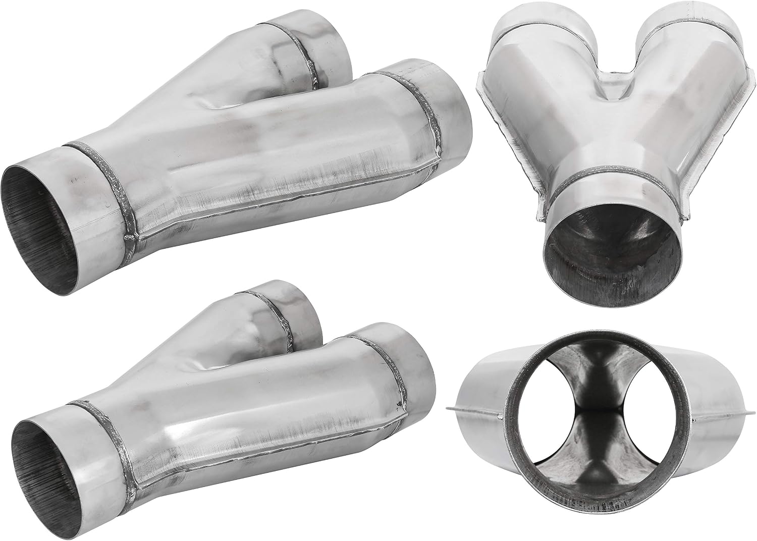 TOTALFLOW TF-SYP4040 409 Stainless Steel 4 Inch Y-Pipe-4" Single / 4" Dual (Inner Diameter) -Polished