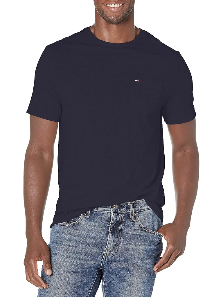 Navy Tommy Hilfiger Men's Short Sleeve Crewneck T Shirt with Pocket