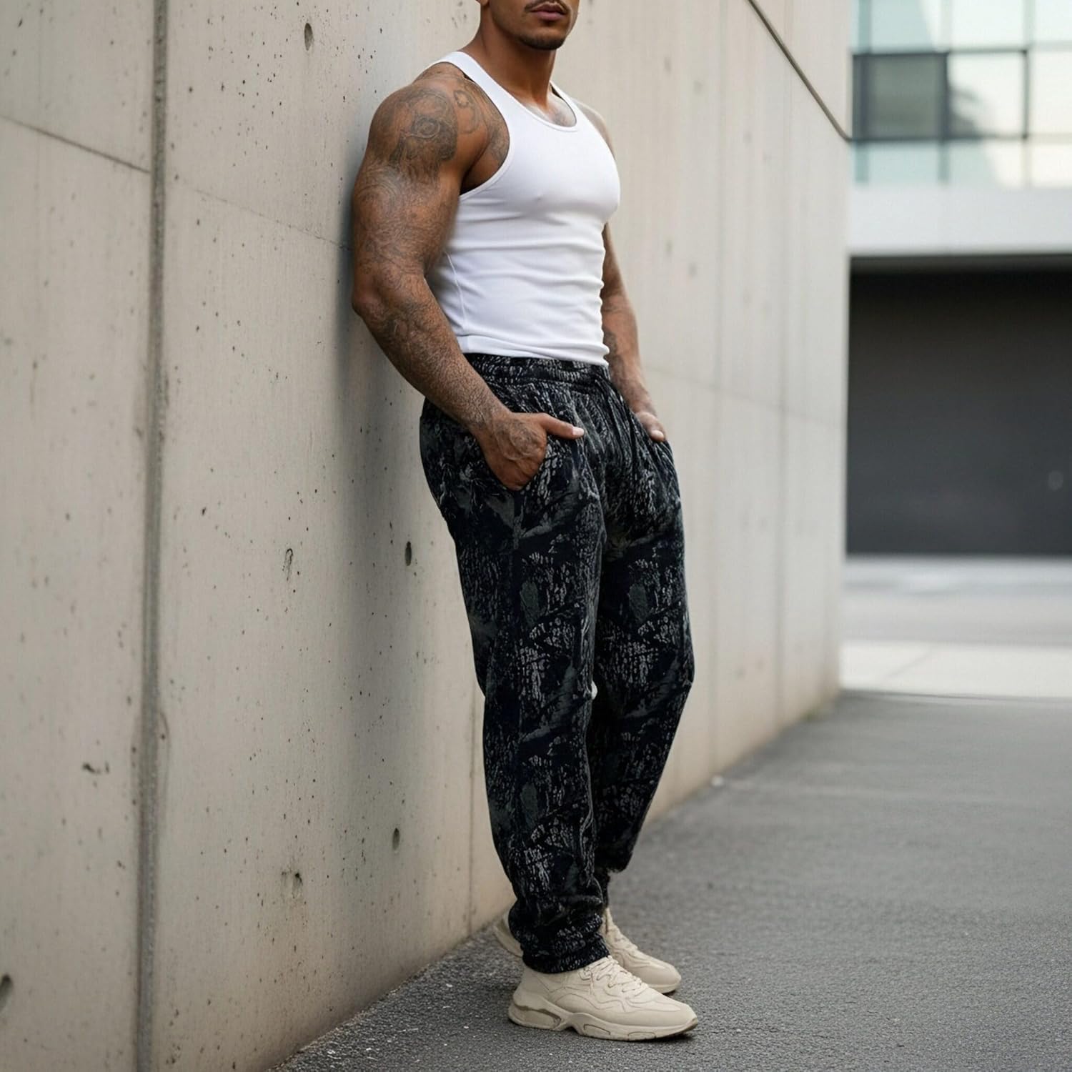 DIOTSR Mens Baggy Pants Athletic Graphic Print Joggers Workout Streetwear Sweatpants with Pockets - Image 3