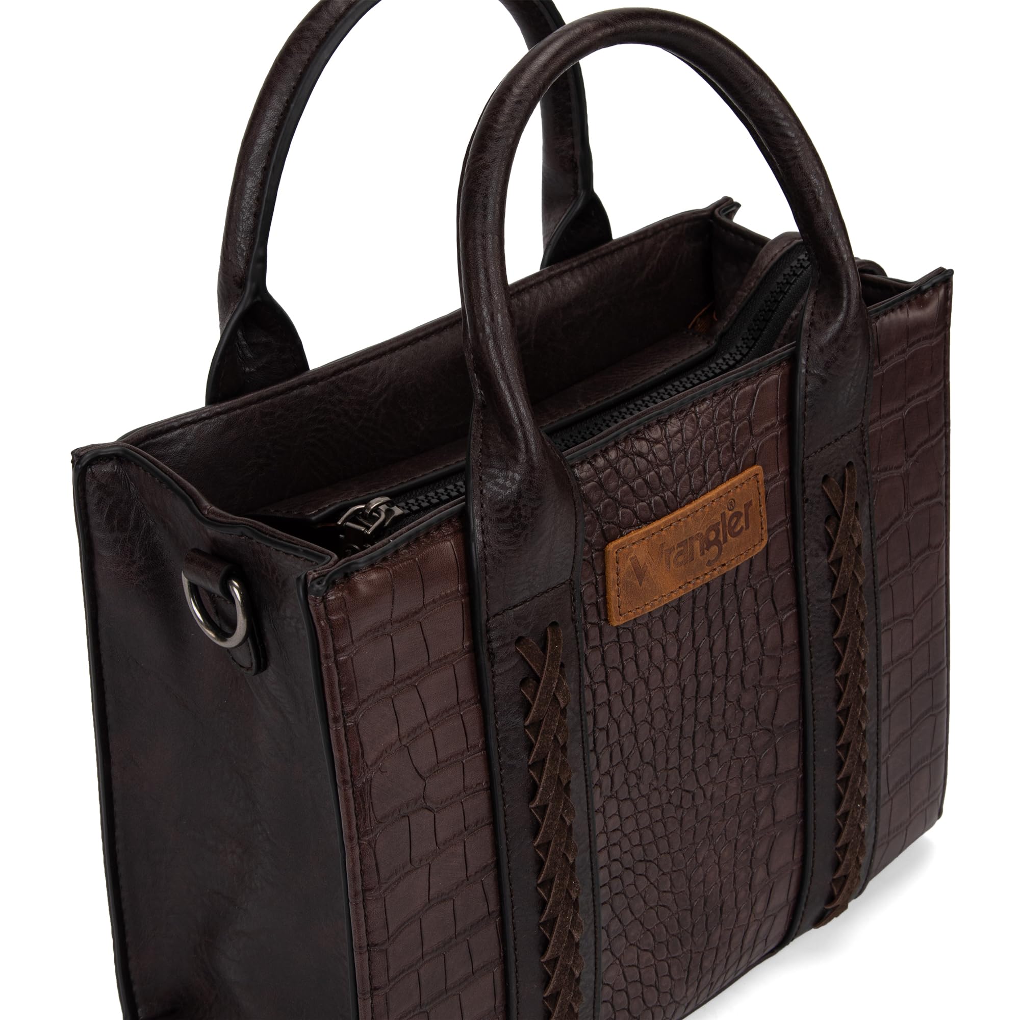 Wrangler Medium Tote Bag for Women Designer Satchel Handbags Top-handle Purses with Strap: Crocodile-coffee