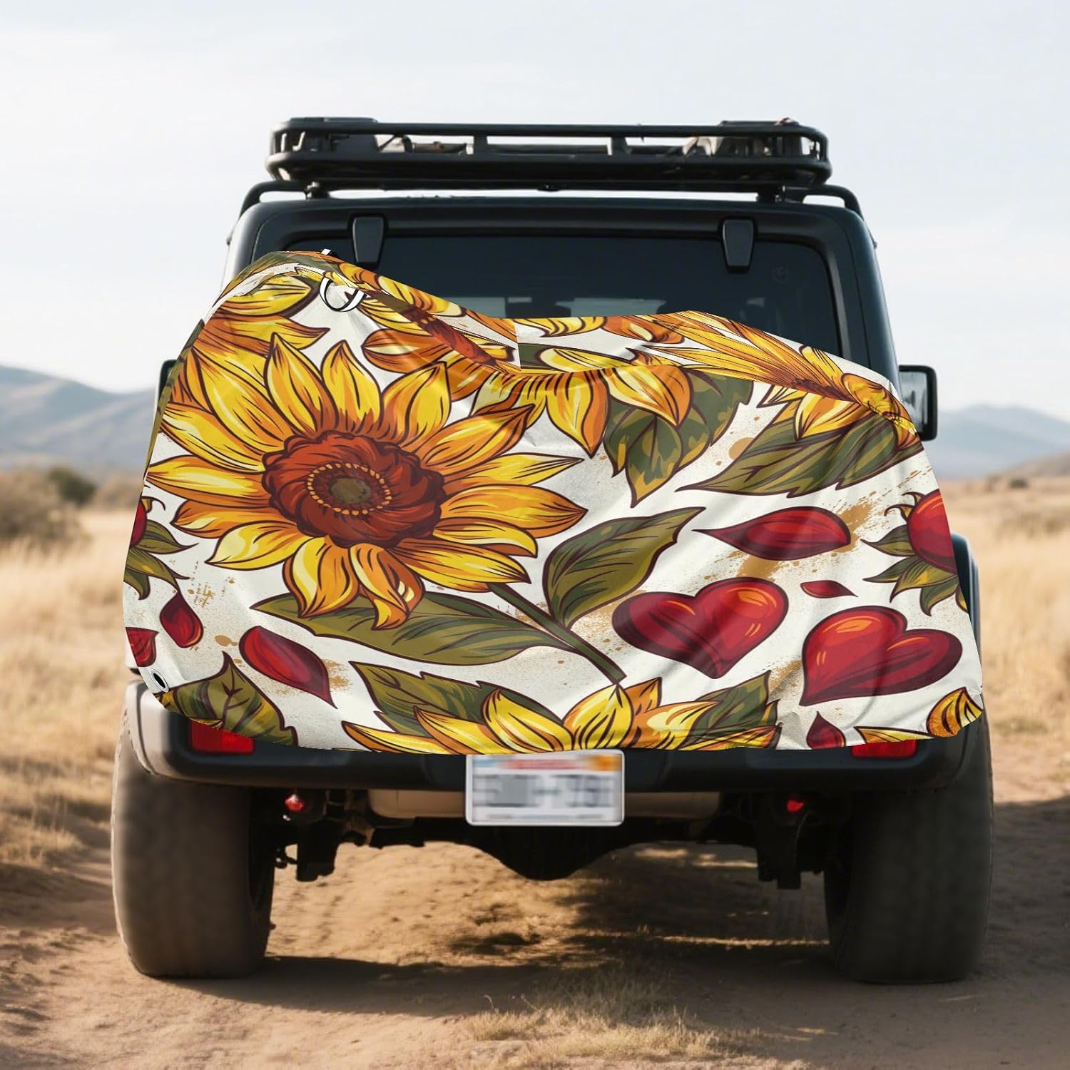 ALAZA Sunflower Red Heart Bike Cover Waterproof Outdoor Ebike Bicycle Covers Tarp Protection for 1/2 Bikes, Sun UV Dust Wind Proof