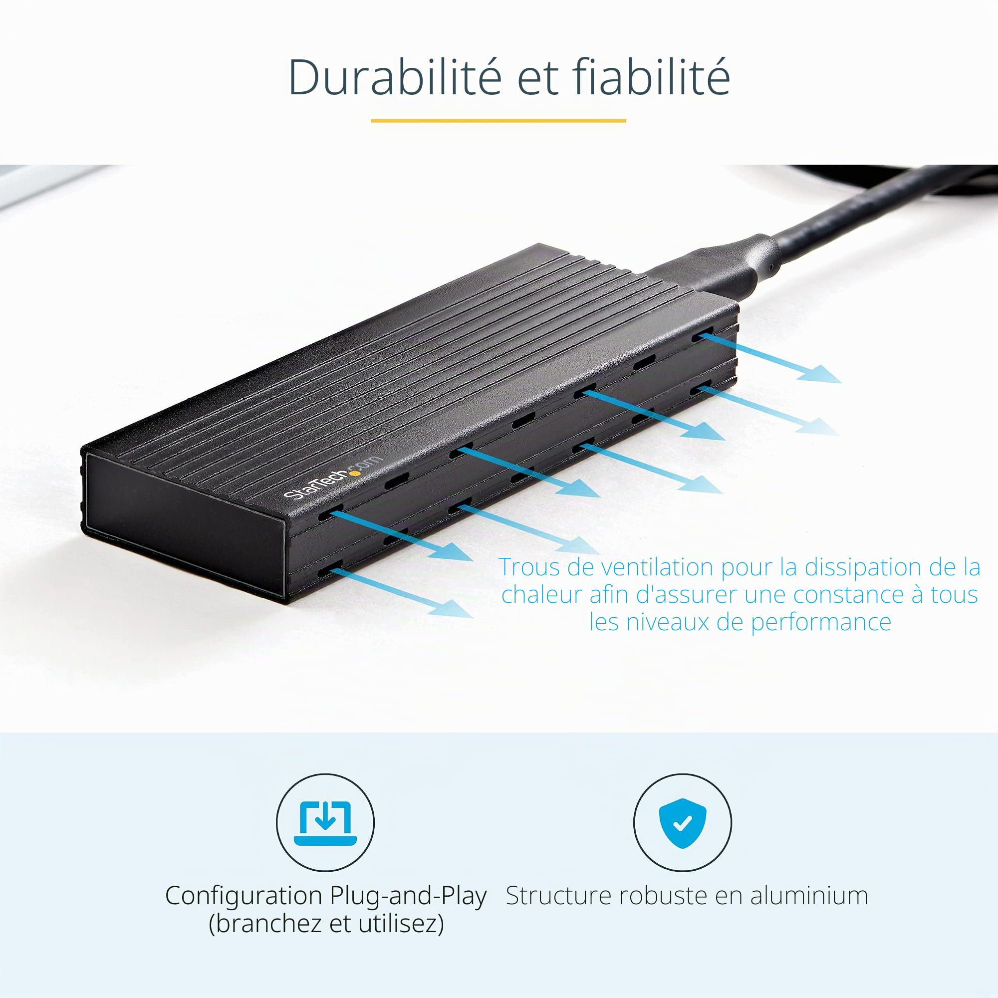 StarTech Boîtier SSD M.2 NVMe ou SATA, USB-C 10Gbps (SM2E1BMU31C)